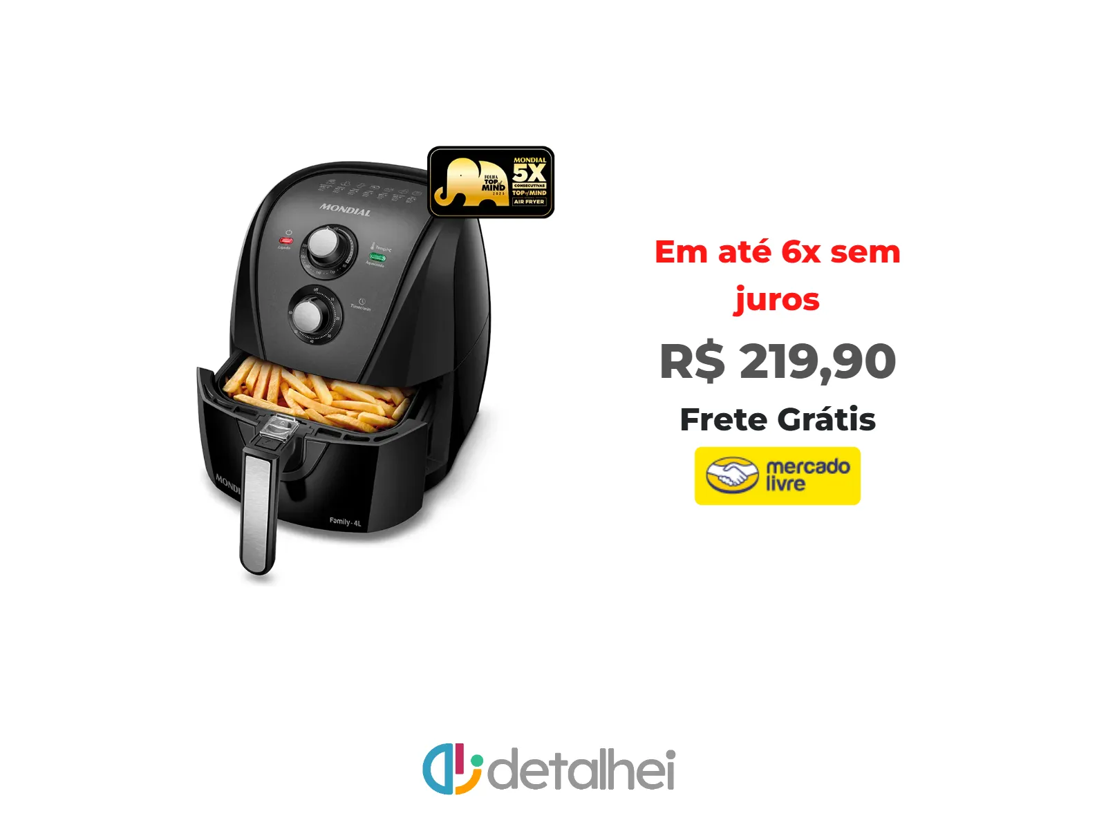 Foto do produto ❗Fritadeira Sem Óleo Air Fryer 4l Mondial 1500W AFN-40-BFT<br/>#Mercado Livre: <a href="https://harpy.me/0ELieqmR5sfG" target="_blank" rel="nofollow">https://harpy.me/0ELieqmR5sfG</a>