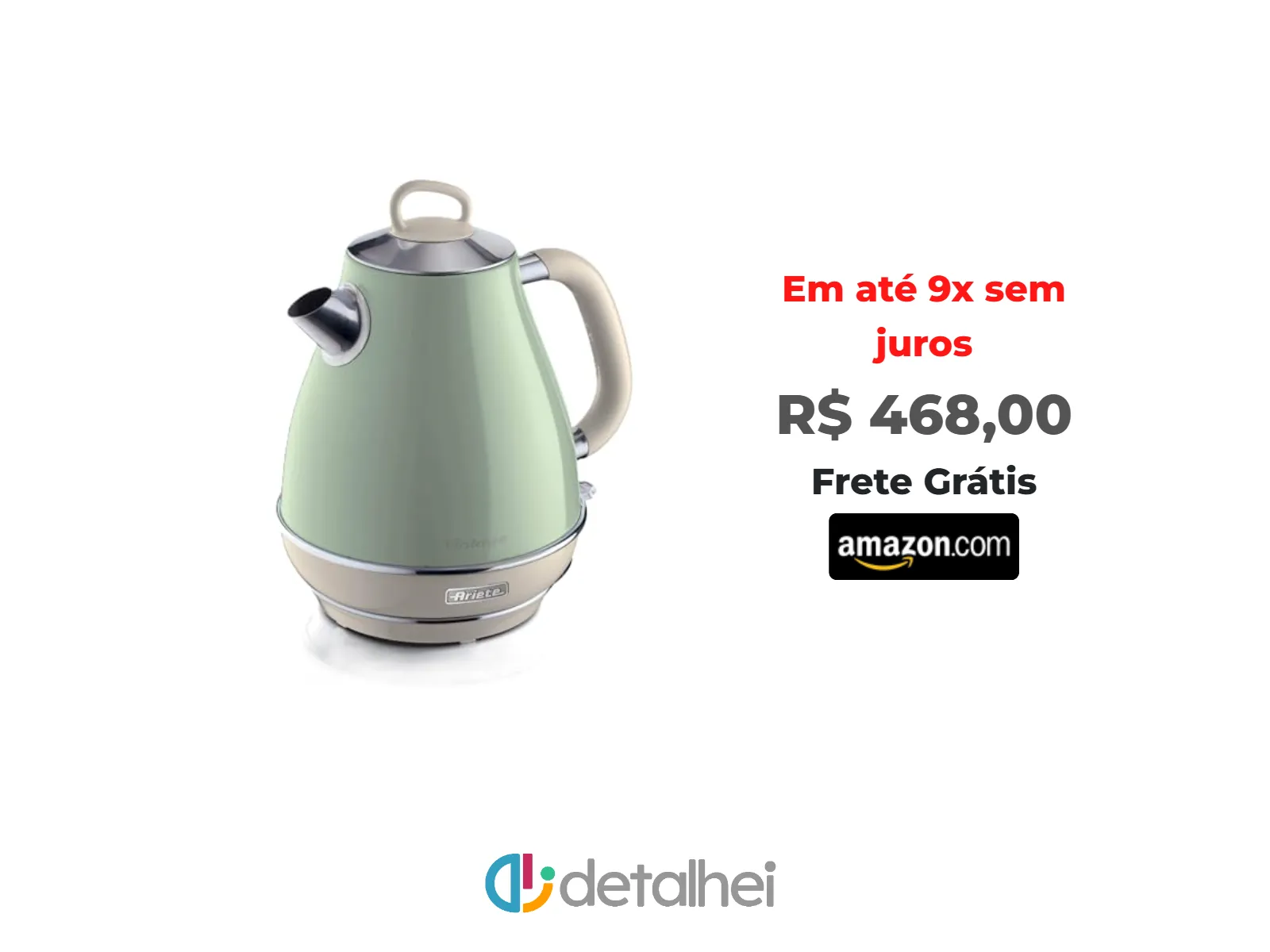 Foto do produto ❗Ariete 2869, Chaleira Eletrica Vintage Verde, Aço Inoxidável, 1.7 L, Desligamento Automático, Base 360º, 1850 Wats - 220V<br/>#Amazon: <a href="https://harpy.me/Kj_y6I5p0OFr" target="_blank" rel="nofollow">https://harpy.me/Kj_y6I5p0OFr</a>