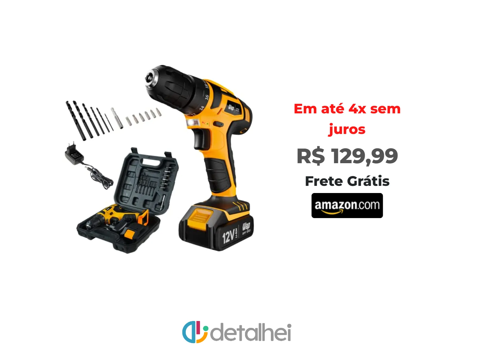 Foto do produto ❗WAP Parafusadeira e Furadeira à Bateria 12V BPF-12K3, Kit de 13 Acessórios e Maleta, Empunhadura Emborrachada, Bivolt<br/>#Amazon: <a href="https://harpy.me/CcqkSn-16L_A" target="_blank" rel="nofollow">https://harpy.me/CcqkSn-16L_A</a>
