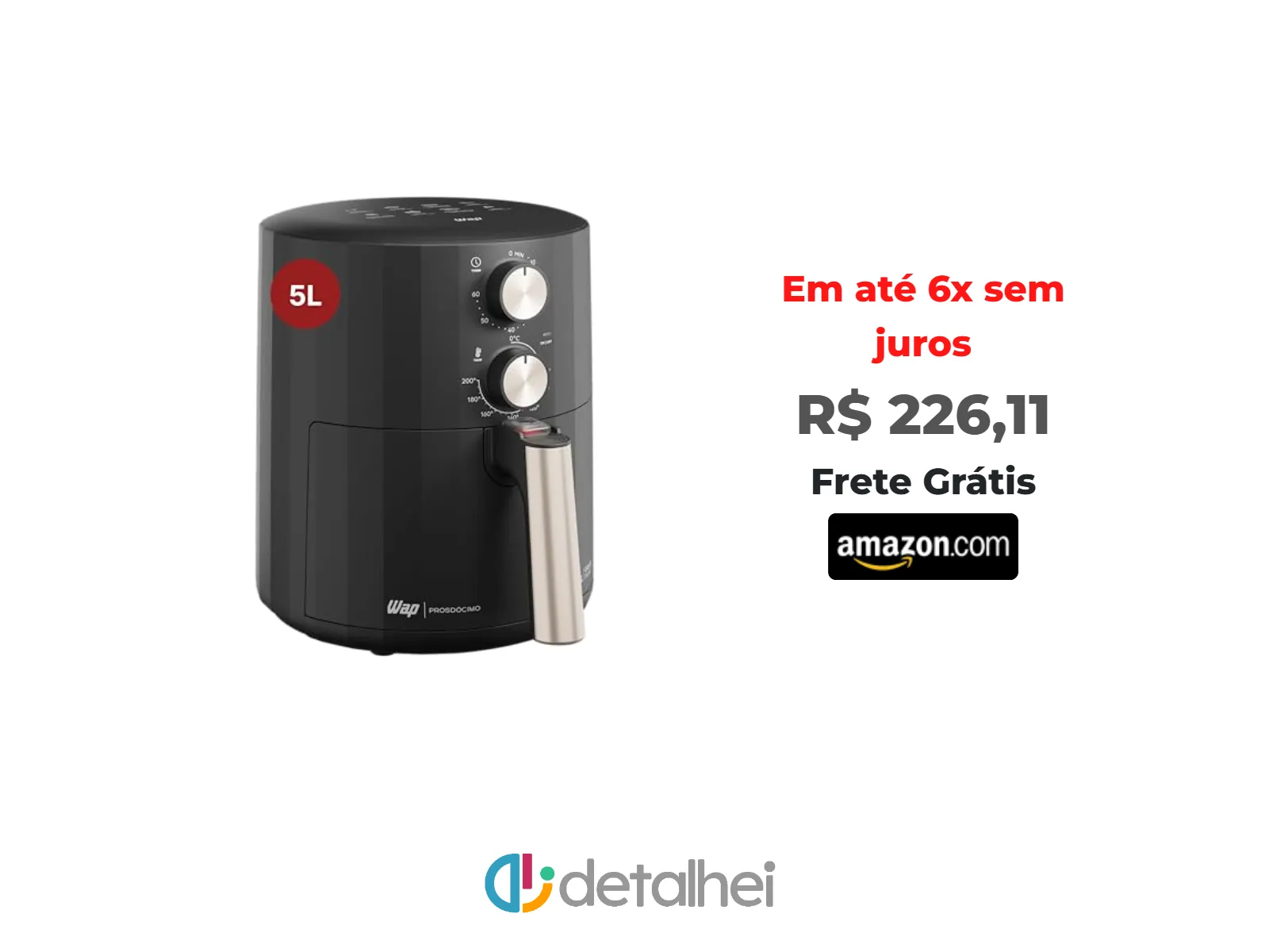 Foto do produto ❗WAP Fritadeira Elétrica Air Fryer GRAND FAMILY 5 Litros, Temperatura Ajustável, Revestimento Antiaderente, 1500W 127V<br/>#Amazon: <a href="https://harpy.me/7TSu_uKi6DDR" target="_blank" rel="nofollow">https://harpy.me/7TSu_uKi6DDR</a>
