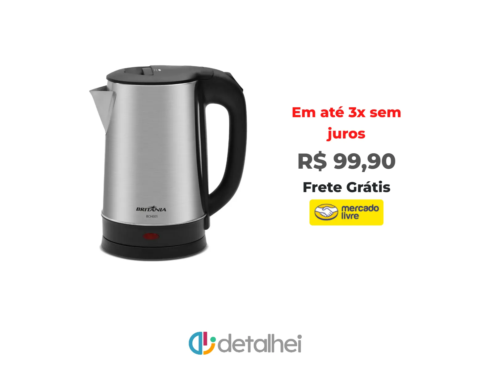 Foto do produto ❗Chaleira Elétrica Britânia 1,6l 1500w Base 360° Bche01 Cor Prata<br/>#Mercado Livre: <a href="https://harpy.me/tzv7knCEGKYH" target="_blank" rel="nofollow">https://harpy.me/tzv7knCEGKYH</a>