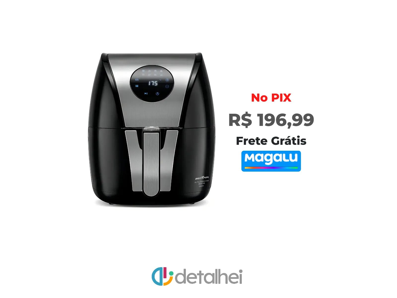 Foto do produto ❗Fritadeira Air Fryer Britânia Bfr41pi Digital Inox 1500w Cor Preto 127v<br/>#Magazine Luiza: <a href="https://harpy.me/jfP1OcaLfGC9" target="_blank" rel="nofollow">https://harpy.me/jfP1OcaLfGC9</a>