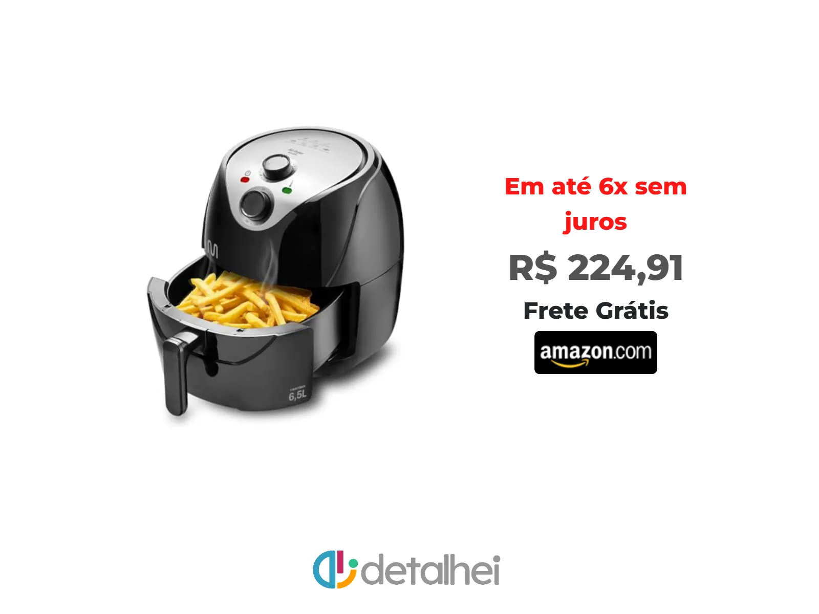 Foto do produto ❗Fritadeira Elétrica sem óleo Air Fryer 6,5L 1700W 220V com Pegador de Alimento Preto Multi - GO218<br/>#Amazon: <a href="https://harpy.me/6HJEH4Y1-NOc" target="_blank" rel="nofollow">https://harpy.me/6HJEH4Y1-NOc</a>