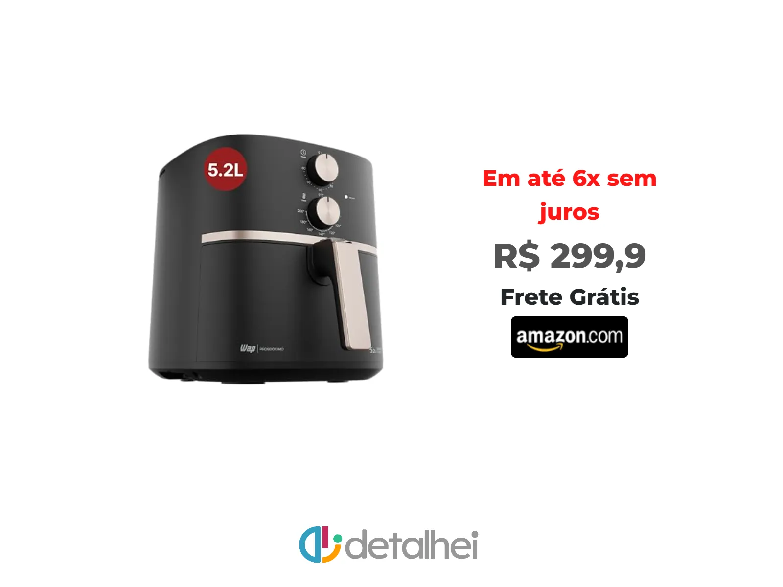 Foto do produto ❗WAP Fritadeira Elétrica Air Fryer GRAND FAMILY 5,2 Litros, Temperatura Ajustável, Revestimento Antiaderente, 1500W 127V<br/>#Amazon: <a href="https://harpy.me/xOBvh8xR683Y" target="_blank" rel="nofollow">https://harpy.me/xOBvh8xR683Y</a>