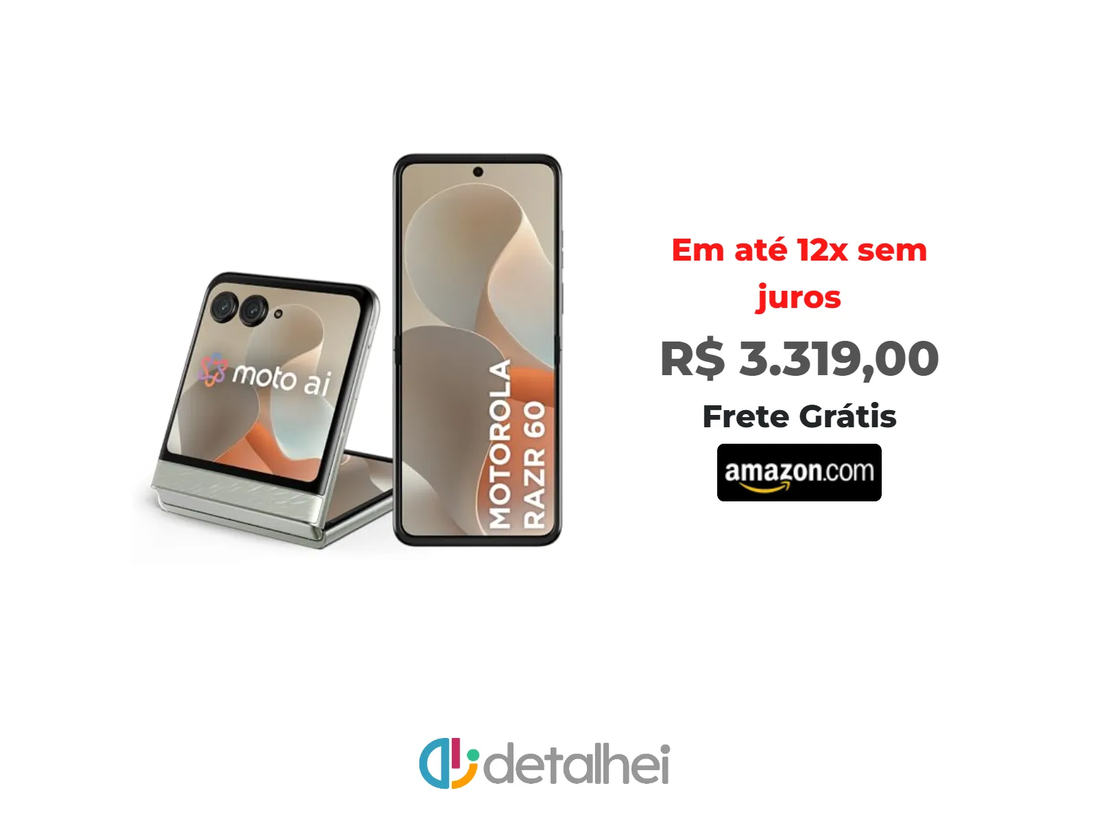 Foto do produto ❗Smartphone Motorola Razr 60-256GB 24GB (12GB RAM+12GB Ram Boost) Tela dobrável 6,9" pOLED e externa 3,6” Moto AI camera IP48 - Branco<br/>#Amazon: <a href="https://harpy.me/eemMdKsmerhc" target="_blank" rel="nofollow">https://harpy.me/eemMdKsmerhc</a>