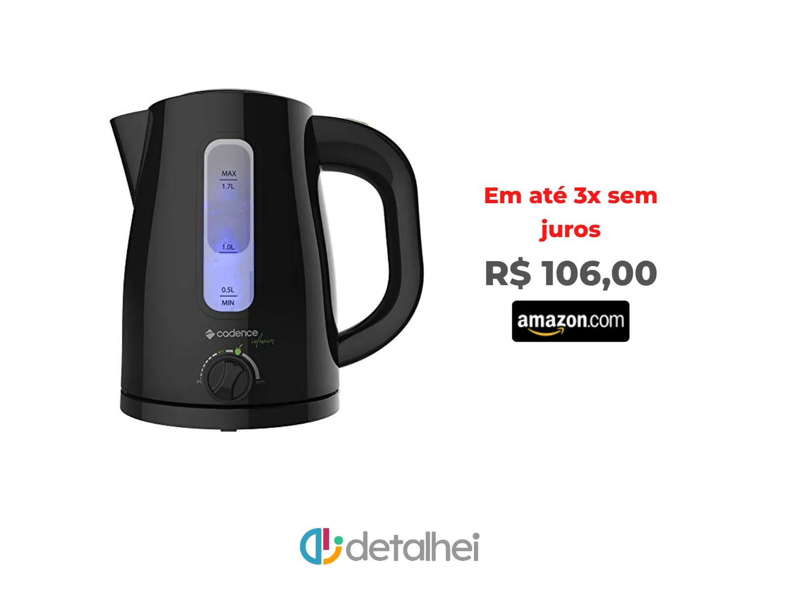 Foto do produto ❗Chaleira Elétrica Cadence Infusion 1,7L, Preto, 110V, CEL550<br/>#Amazon: <a href="https://harpy.me/cMqXd3HoG-0A" target="_blank" rel="nofollow">https://harpy.me/cMqXd3HoG-0A</a>