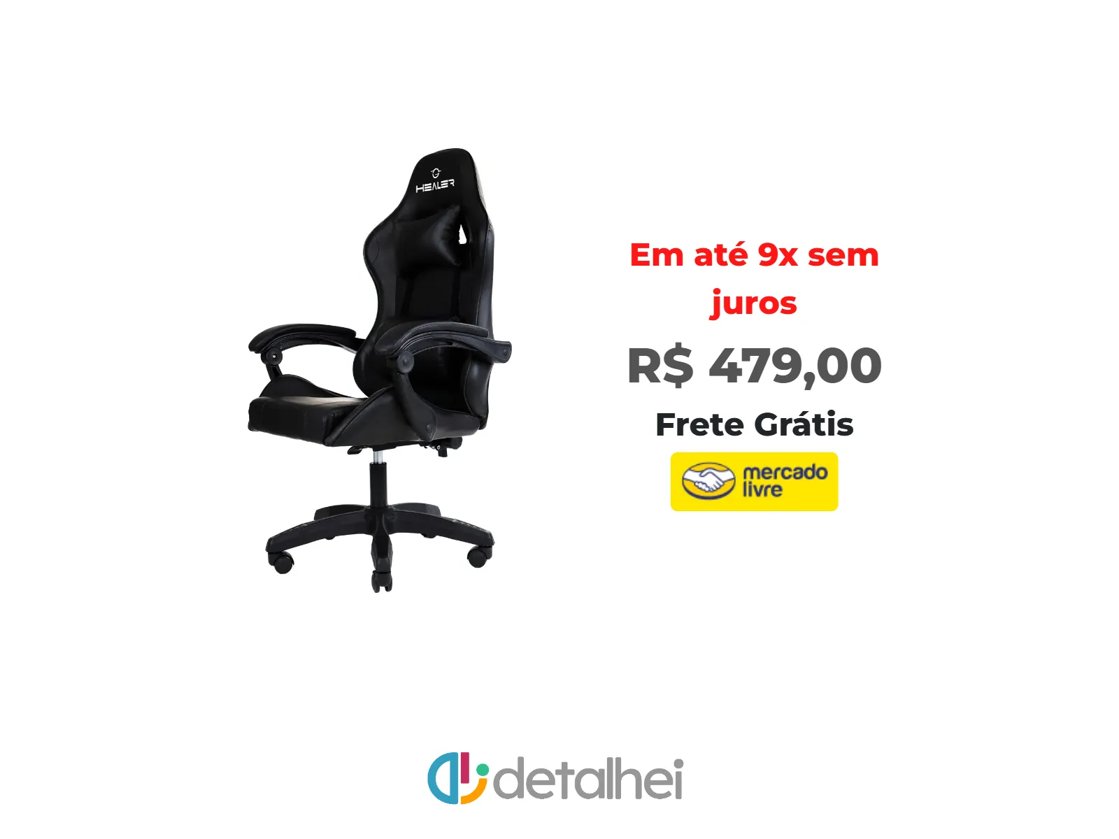 Foto do produto ❗Cadeira Gamer Wells Preta Healer<br/>#Mercado Livre: <a href="https://harpy.me/bfXEJUIHVhEc" target="_blank" rel="nofollow">https://harpy.me/bfXEJUIHVhEc</a>