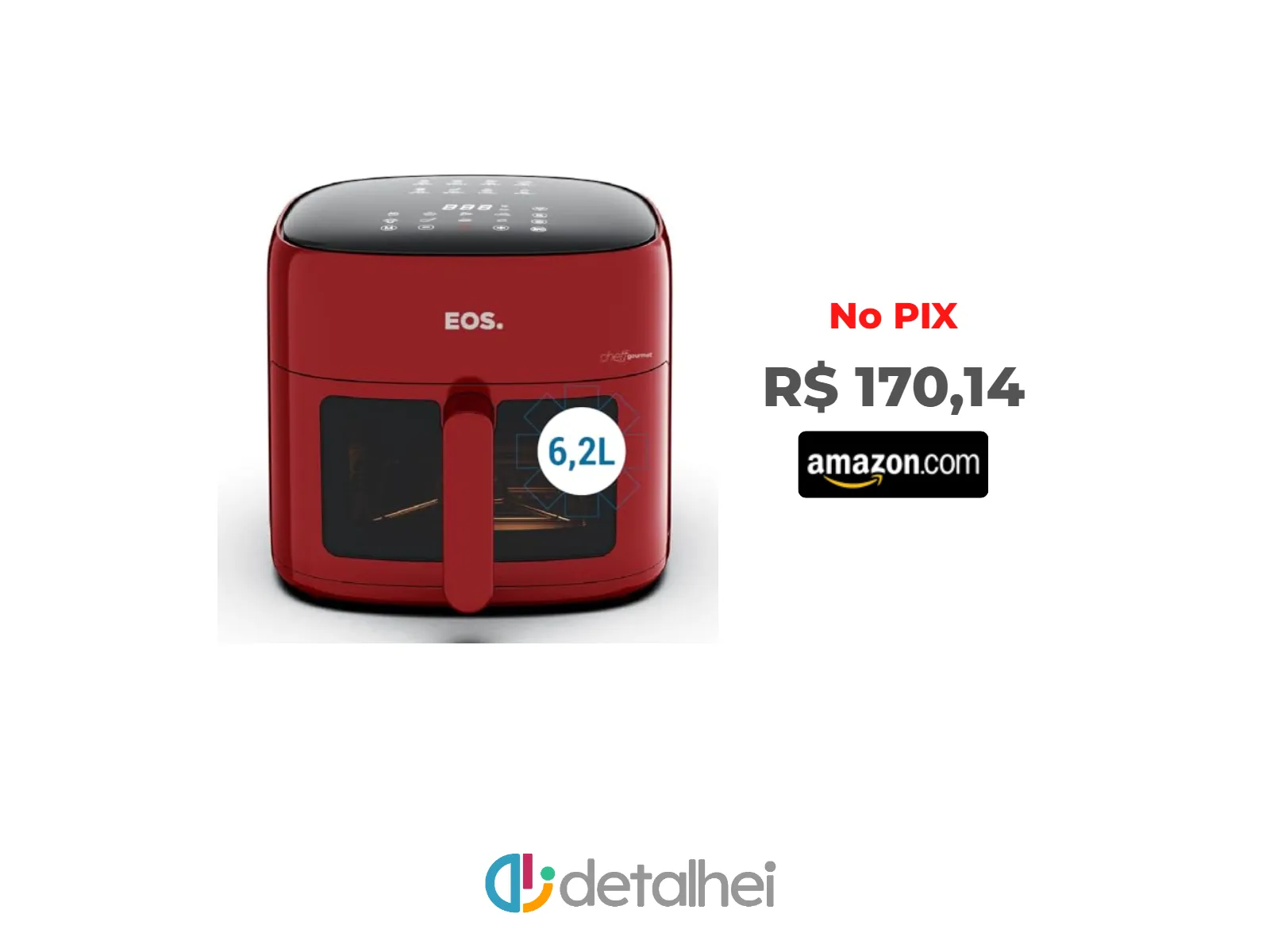 Foto do produto ❗Fritadeira Sem Óleo Air Fryer Eos Chef Gourmet 6.2 Litros Compacta Digital Vermelho Eaf60v 110v<br/>#Amazon: <a href="https://harpy.me/ALQFLflKFOL5" target="_blank" rel="nofollow">https://harpy.me/ALQFLflKFOL5</a>