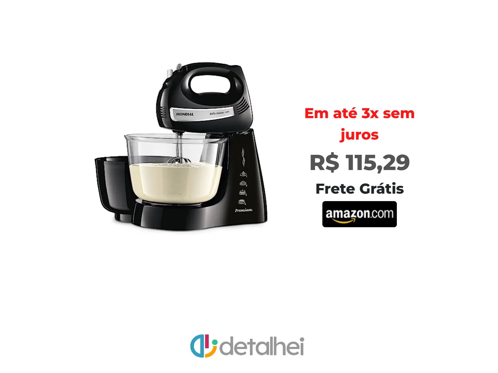 Foto do produto ❗Batedeira Bella Massa, Mondial, Preto/Inox, 500W, 220V - B-23 NP<br/>#Amazon: <a href="https://harpy.me/-jImeKs2JePz" target="_blank" rel="nofollow">https://harpy.me/-jImeKs2JePz</a>