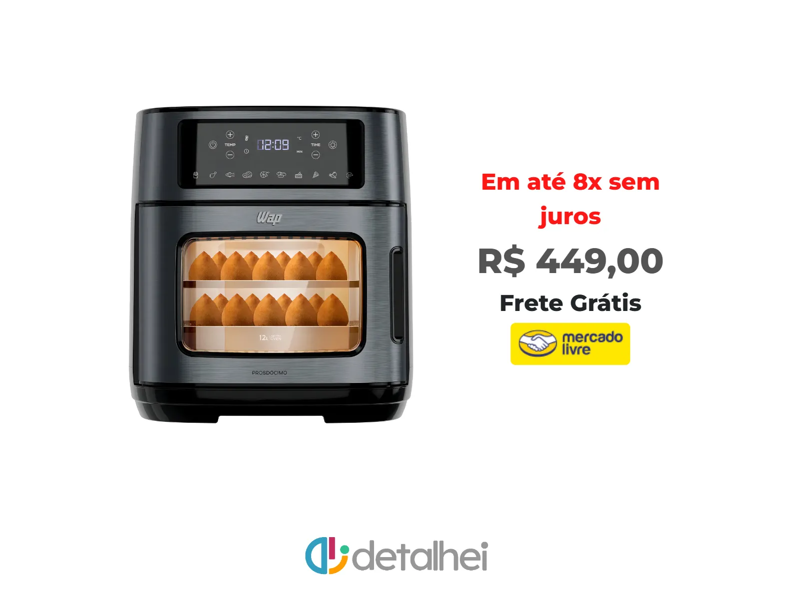Foto do produto ❗Fritadeira Elétrica Air Fryer Oven Black INOX WAP WAOD2 12 Litros<br/>#Mercado Livre: <a href="https://harpy.me/1fZZHlq_hziI" target="_blank" rel="nofollow">https://harpy.me/1fZZHlq_hziI</a>
