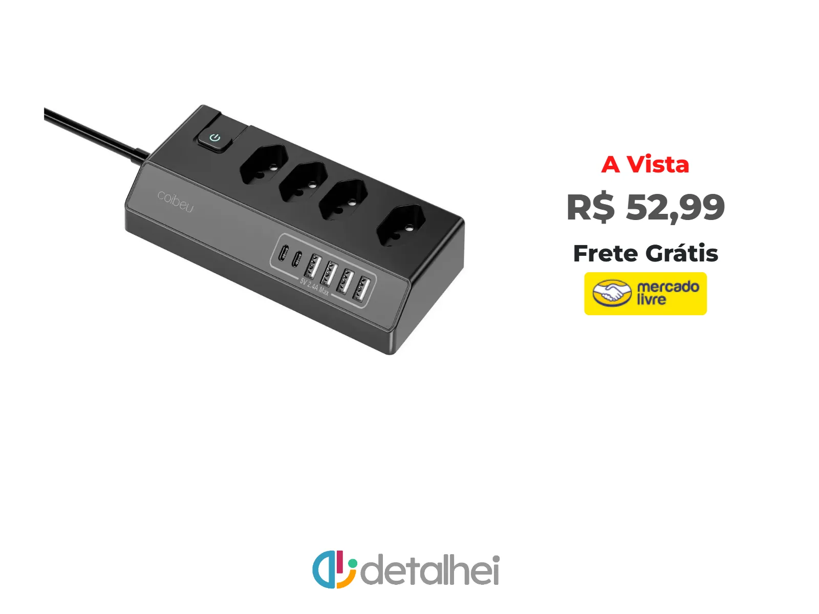 Foto do produto ❗Extensão Elétrica 4 Tomadas 4 Usb 2 Typ-c Régua Bivolt Coibeu<br/>#Mercado Livre: <a href="https://harpy.me/Ge3X4uEyslN7" target="_blank" rel="nofollow">https://harpy.me/Ge3X4uEyslN7</a>