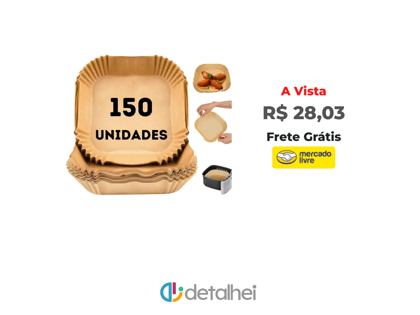 Foto do produto ❗Kit 150 Formas Quadrada Descartável Airfryer 20x20x4,5cm<br/>#Mercado Livre: <a href="https://harpy.me/bs23eSrgTBtB" target="_blank" rel="nofollow">https://harpy.me/bs23eSrgTBtB</a>