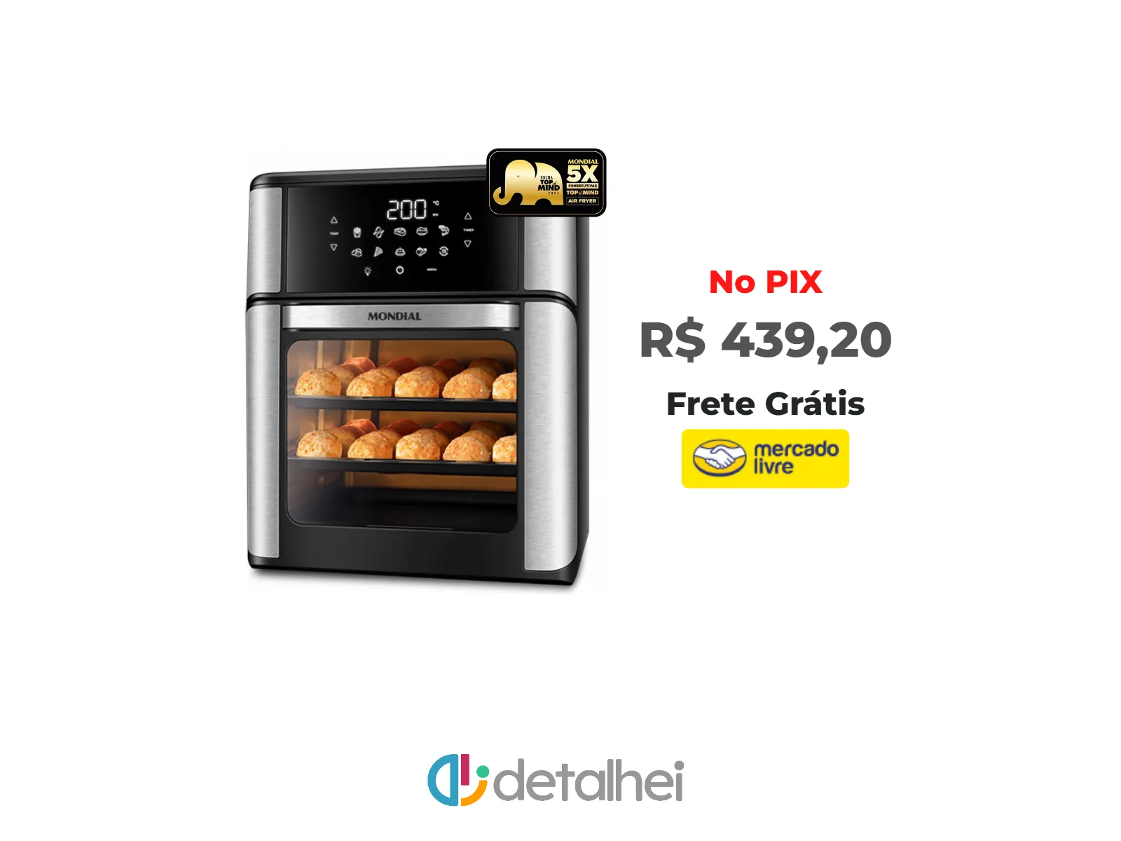 Foto do produto ❗Fritadeira Air Fryer Forno Oven 12L, Mondial, 2000W - AFON-12L-BI<br/>#Mercado Livre: <a href="https://harpy.me/oxq_RvmZjo9J" target="_blank" rel="nofollow">https://harpy.me/oxq_RvmZjo9J</a>