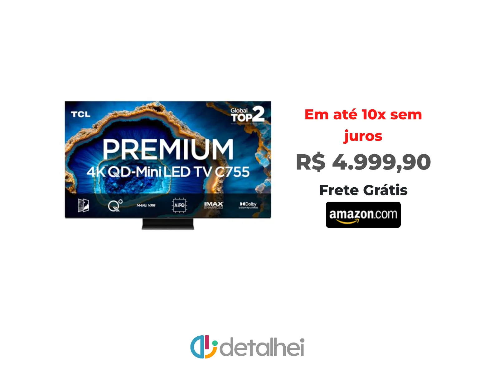 Foto do produto ❗Smart TV TCL 75 Polegadas QLED Mini LED 4K C755 WiFi Bluetooth Google TV 144Hz VRR HDR10+ 75C755<br/>#Amazon: <a href="https://harpy.me/D8oaeWq3BVqk" target="_blank" rel="nofollow">https://harpy.me/D8oaeWq3BVqk</a>