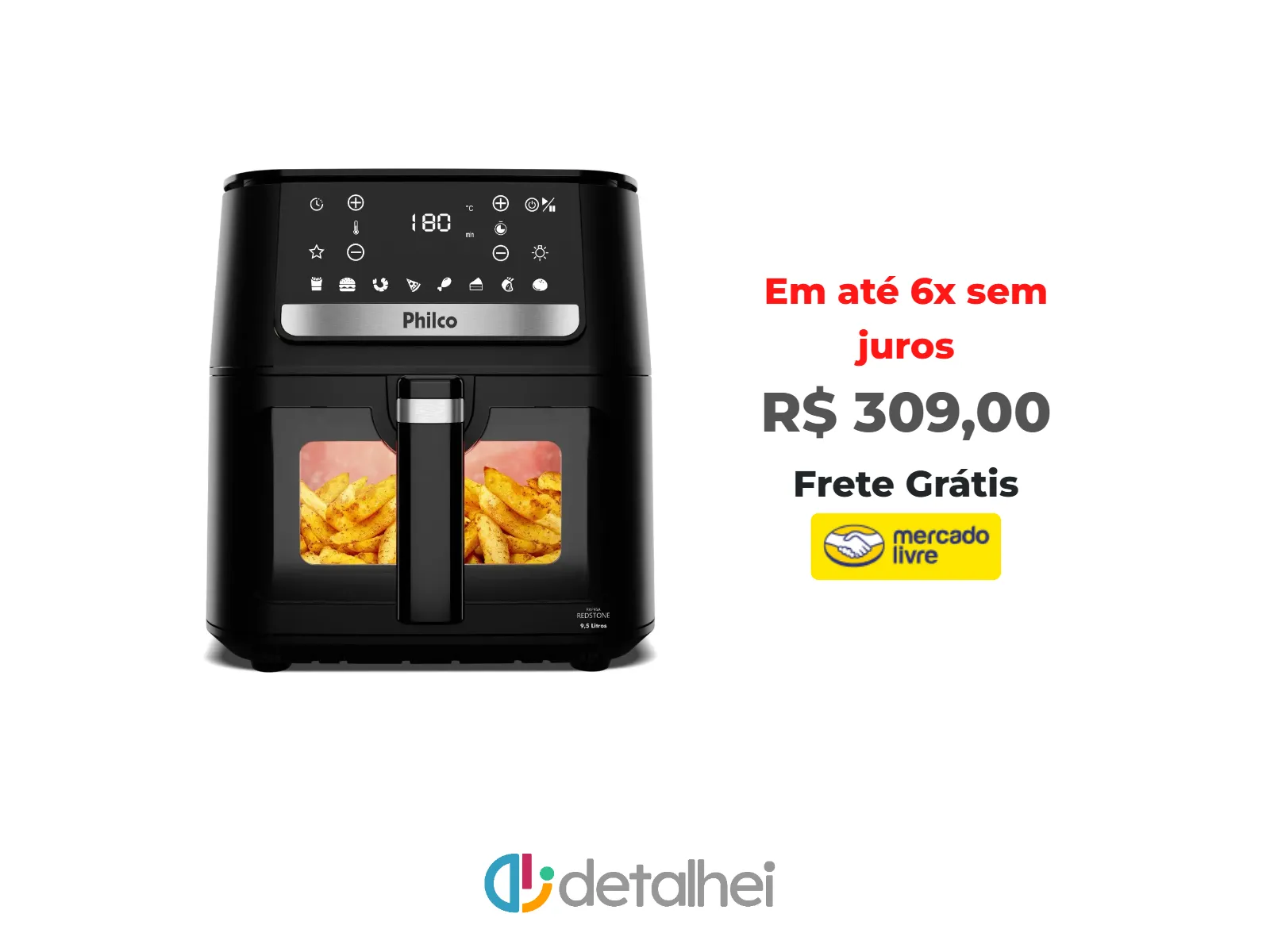 Foto do produto ❗Air Fryer Philco 9,5L Visor Glass Redstone 1800W PAF95A<br/>#Mercado Livre: <a href="https://harpy.me/Q8io0ndOsA9A" target="_blank" rel="nofollow">https://harpy.me/Q8io0ndOsA9A</a>