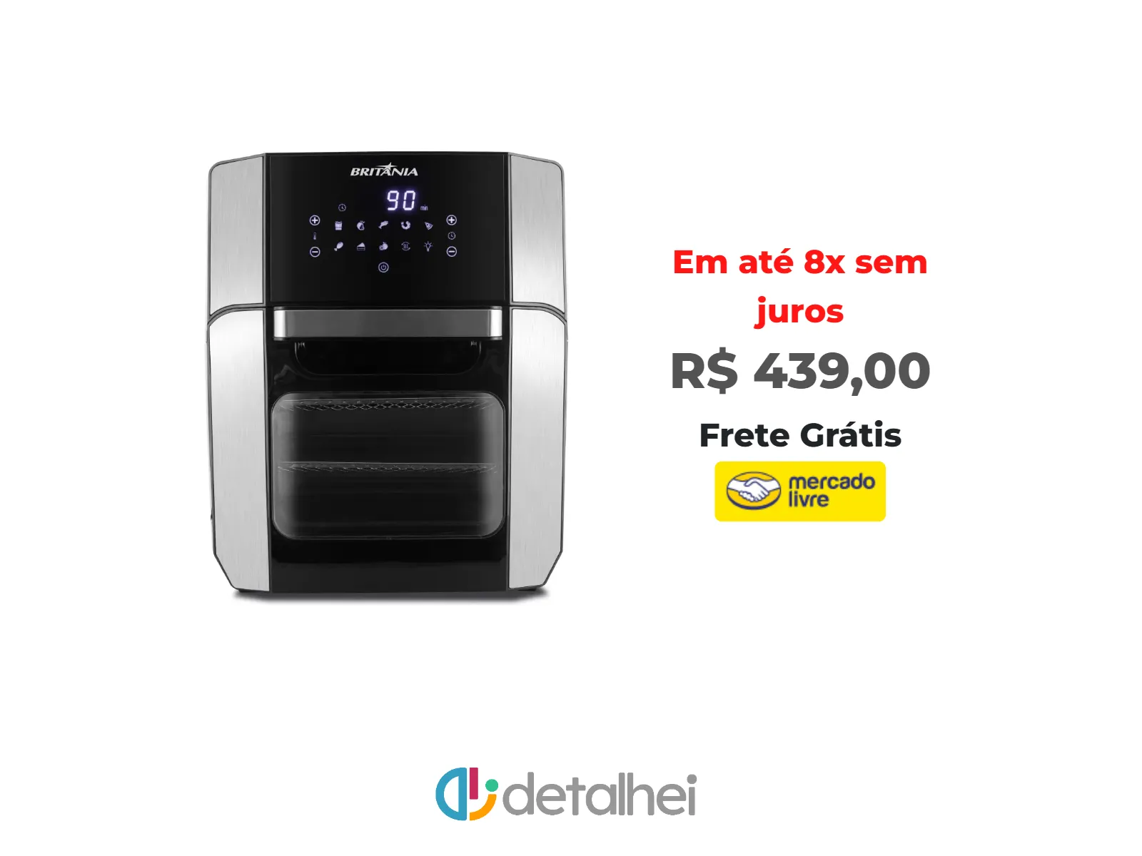 Foto do produto ❗Fritadeira Air Fry Oven Bfr2100p 12 Litros 1800w Britânia - 127V<br/>#Mercado Livre: <a href="https://harpy.me/RdrRVtuLl0qX" target="_blank" rel="nofollow">https://harpy.me/RdrRVtuLl0qX</a>