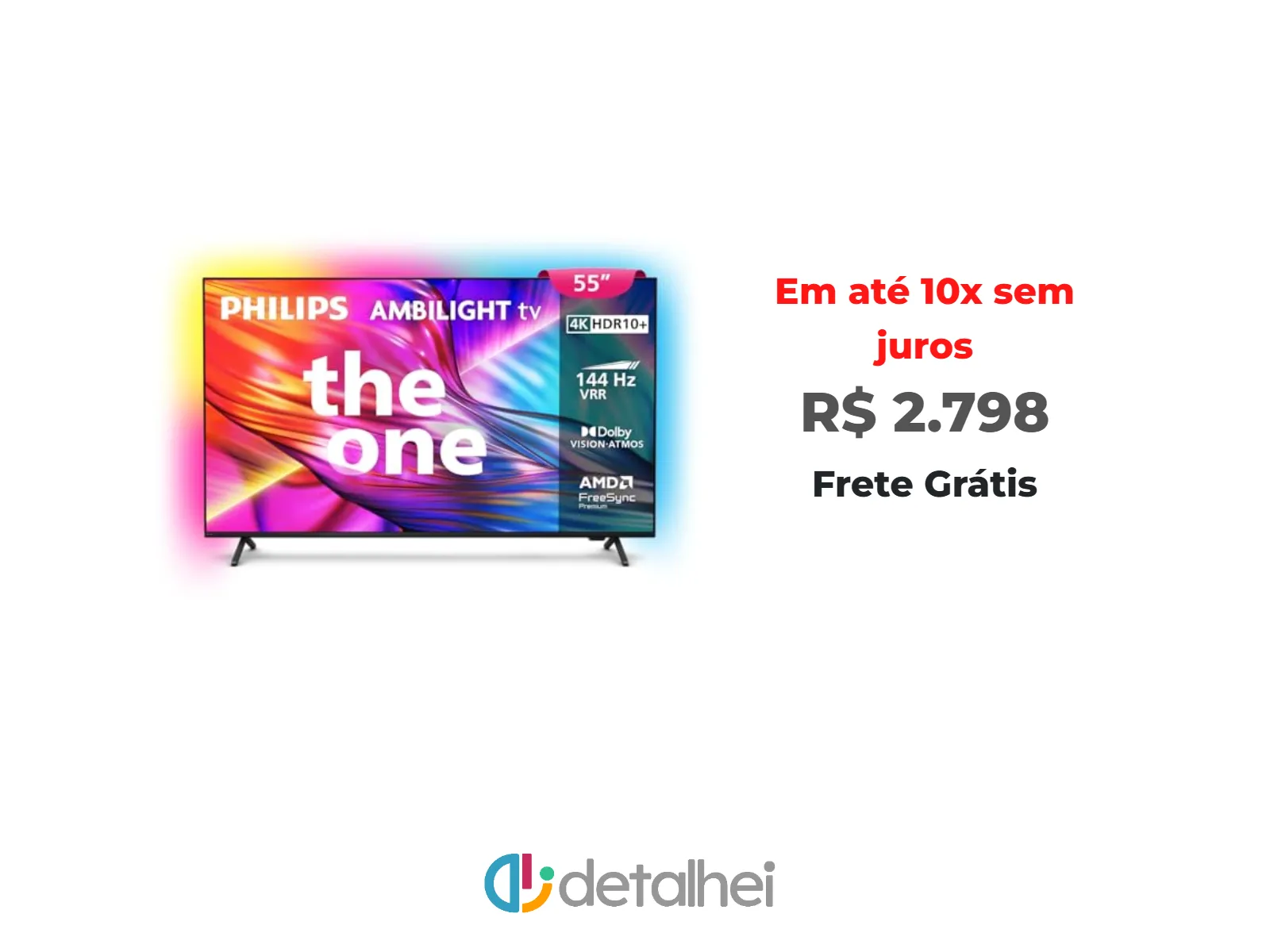 Foto do produto ❗PHILIPS, Smart TV, Ambilight THE ONE 55" 4K 144 Hz, 55PUG8929/78, P5, DTS Play-Fi, Freesync, Dolby Vision e Atmos, 40 WRMS<br/>#Amazon: <a href="https://harpy.me/DoF2SNpZaScG" target="_blank" rel="nofollow">https://harpy.me/DoF2SNpZaScG</a>