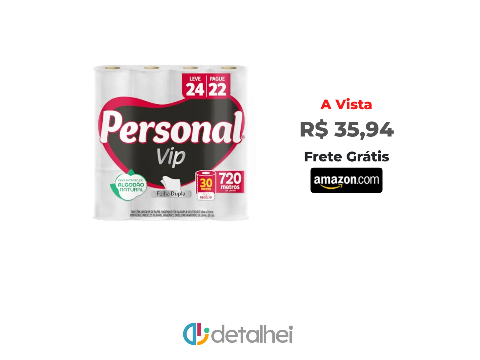 Foto do produto ❗Personal VIP - Papel Higiênico Folha Dupla, Branco 24 unidades (Embalagem pode variar)<br/>#Amazon: <a href="https://harpy.me/yBmOctUKo043" target="_blank" rel="nofollow">https://harpy.me/yBmOctUKo043</a>