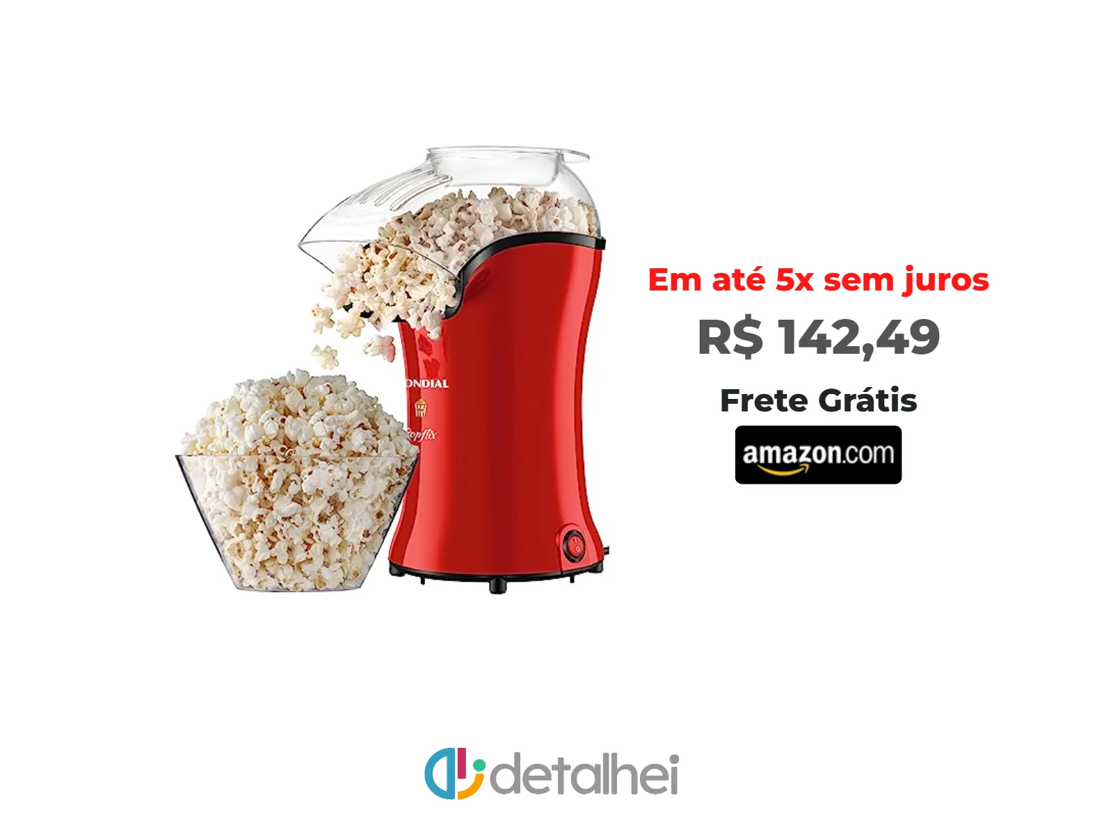 Foto do produto ❗Pipoqueira Popflix, Mondial, Vermelho, 1200W, 110V - PP-03<br/>#Amazon: <a href="https://harpy.me/B-DCmbD1fObZ" target="_blank" rel="nofollow">https://harpy.me/B-DCmbD1fObZ</a>
