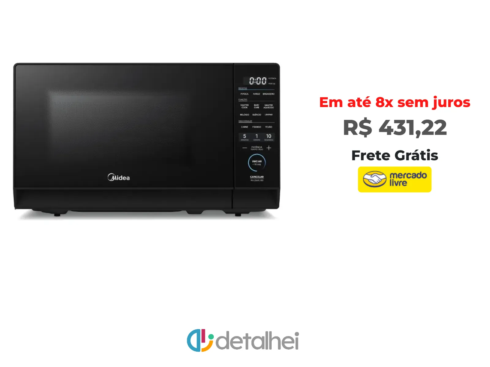 Foto do produto ❗Micro-ondas 20L Preto MasterCook Midea MHP20P2<br/>#Mercado Livre: <a href="https://harpy.me/zgQs1w5b9SXa" target="_blank" rel="nofollow">https://harpy.me/zgQs1w5b9SXa</a>