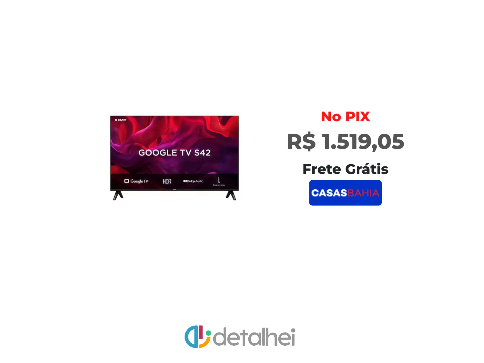 Foto do produto ❗Smart TV 43” FHD Semp S42 LED Dolby Audio Google TV<br/>#Casas Bahia: <a href="https://harpy.me/qQ3BQ7fb6AzU" target="_blank" rel="nofollow">https://harpy.me/qQ3BQ7fb6AzU</a>