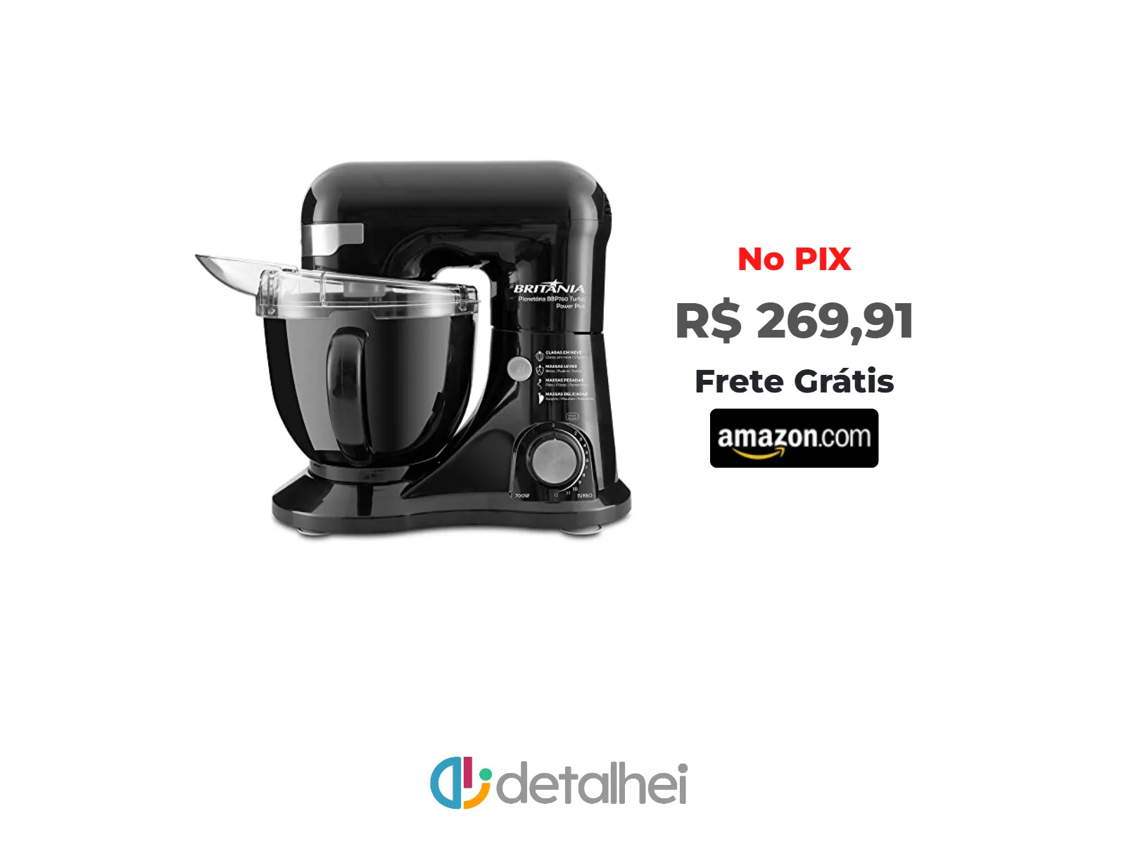Foto do produto ❗Britânia BBP760 Batedeira Planetária Power Plus, Preto, 12 Velocidades, 4.5L, 700W, 220V<br/>#Amazon: <a href="https://harpy.me/zPekPOoNMpin" target="_blank" rel="nofollow">https://harpy.me/zPekPOoNMpin</a>