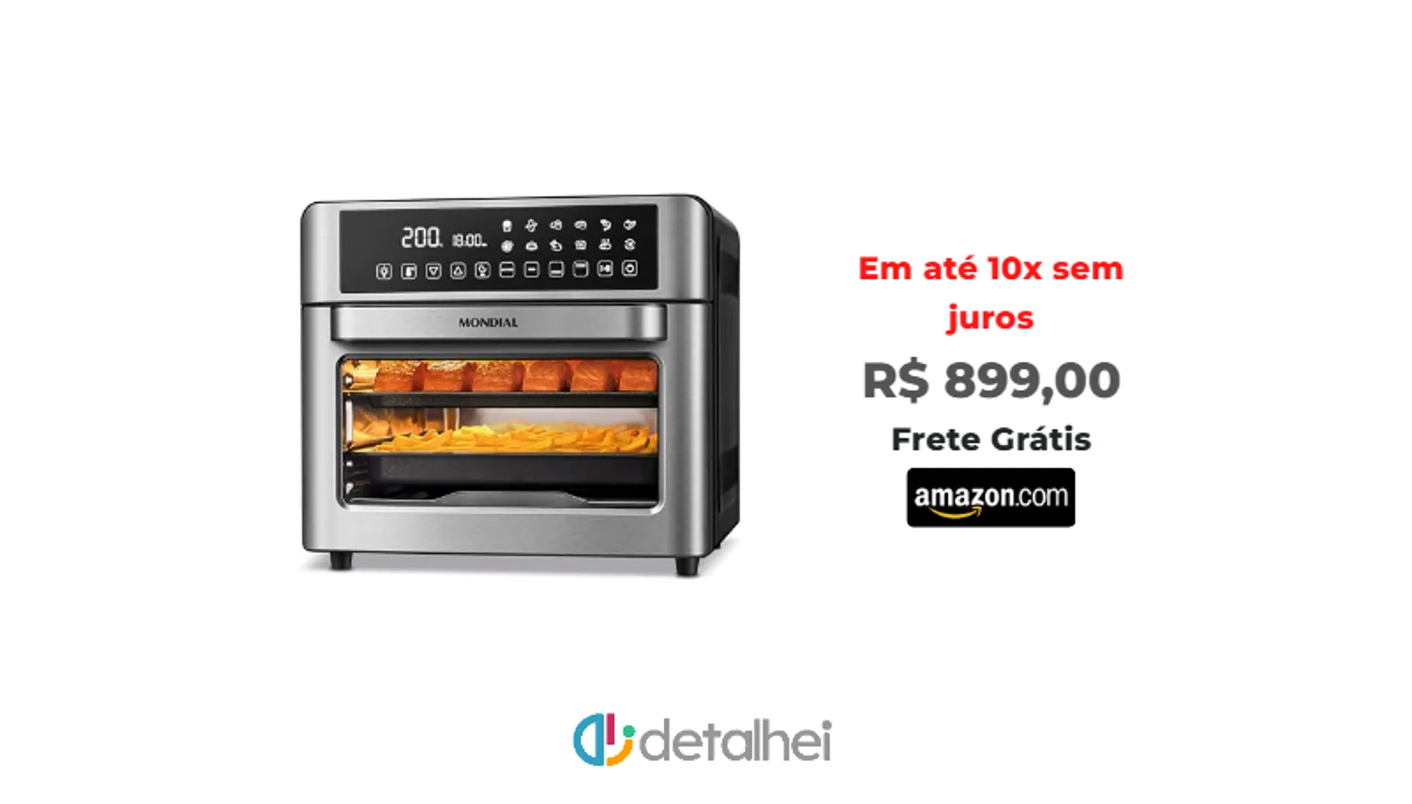 Foto do produto ❗Fritadeira Air Fryer Forno Oven Digital 25L, Mondial, Preto/Inox, 2000W, 110V - AFO-25L-BI<br/>#Amazon: <a href="https://harpy.me/vjs8YcFVPo-4" target="_blank" rel="nofollow">https://harpy.me/vjs8YcFVPo-4</a>