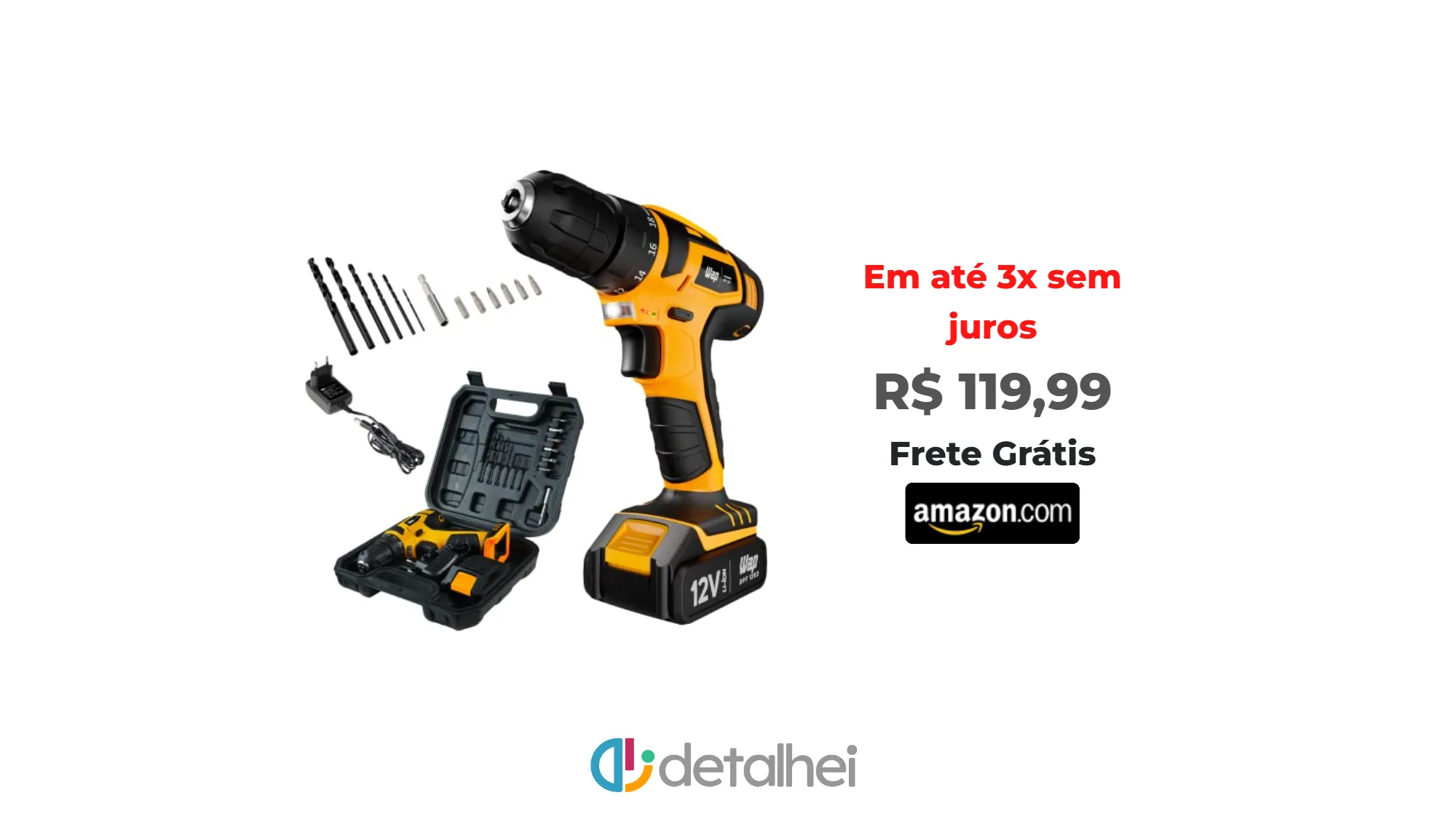 Foto do produto ❗WAP Parafusadeira e Furadeira à Bateria 12V BPF-12K3, Kit de 13 Acessórios e Maleta, Empunhadura Emborrachada, Bivolt<br/>#Amazon: <a href="https://harpy.me/yRCy2bC8QNqr" target="_blank" rel="nofollow">https://harpy.me/yRCy2bC8QNqr</a>