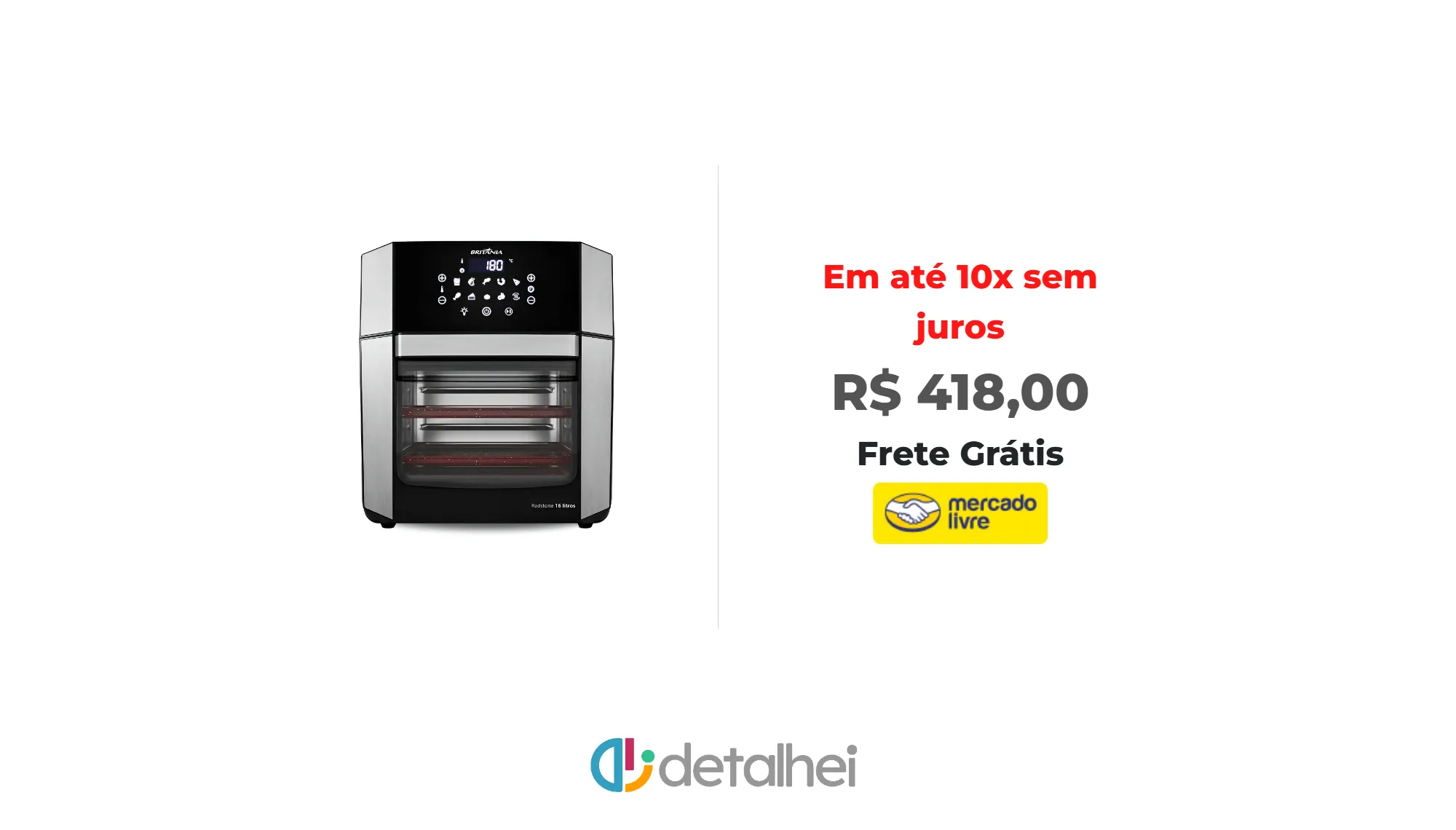 Foto do produto ❗Air Fryer Oven Britânia 16l 4 Em 1 Porta Removível Baf16a<br/>#Mercado Livre: <a href="https://harpy.me/8BKKoKphoj9V" target="_blank" rel="nofollow">https://harpy.me/8BKKoKphoj9V</a>