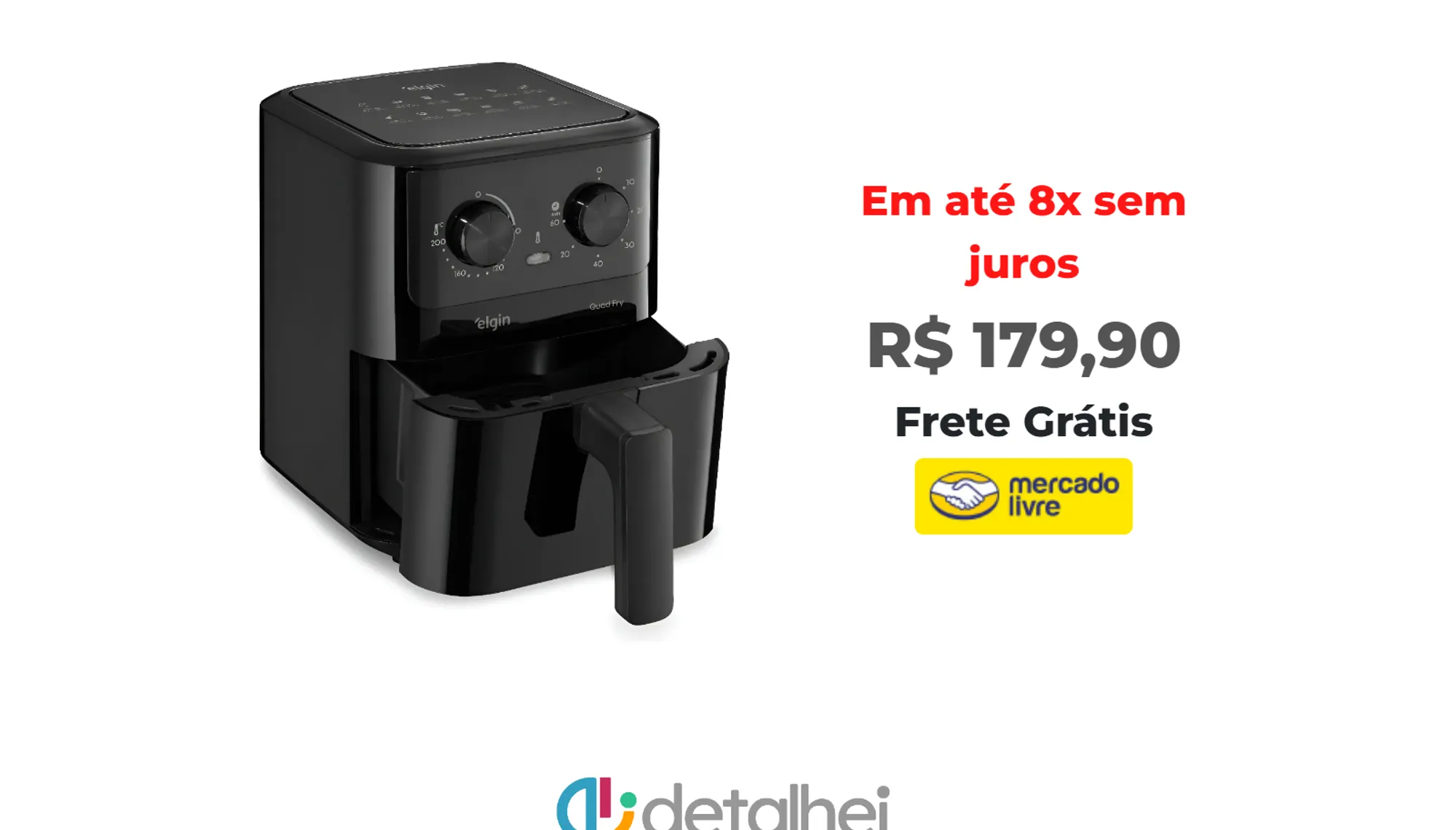 Foto do produto ❗Fritadeira Elétrica Air Fryer Quad Fry Elgin 4,2 L, 1400w Preto<br/>#Mercado Livre: <a href="https://harpy.me/Gt6kiGvWbyb1" target="_blank" rel="nofollow">https://harpy.me/Gt6kiGvWbyb1</a>