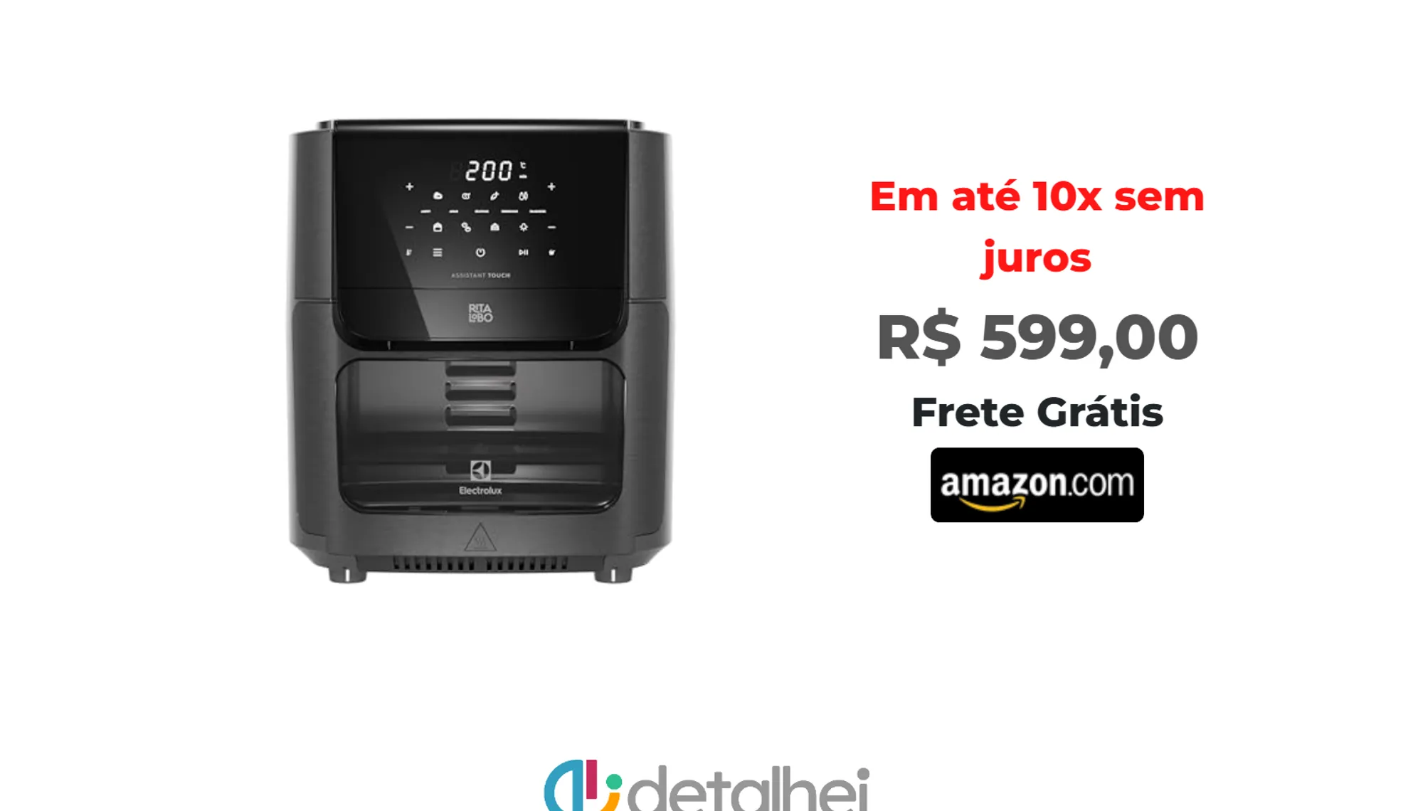 Foto do produto ❗Electrolux Air Fryer Oven Electrolux por Rita Lobo 12L Digital Grafite Experience 1700W (EAF85) 220V<br/>#Amazon: <a href="https://harpy.me/E3goSUOL8FDS" target="_blank" rel="nofollow">https://harpy.me/E3goSUOL8FDS</a>