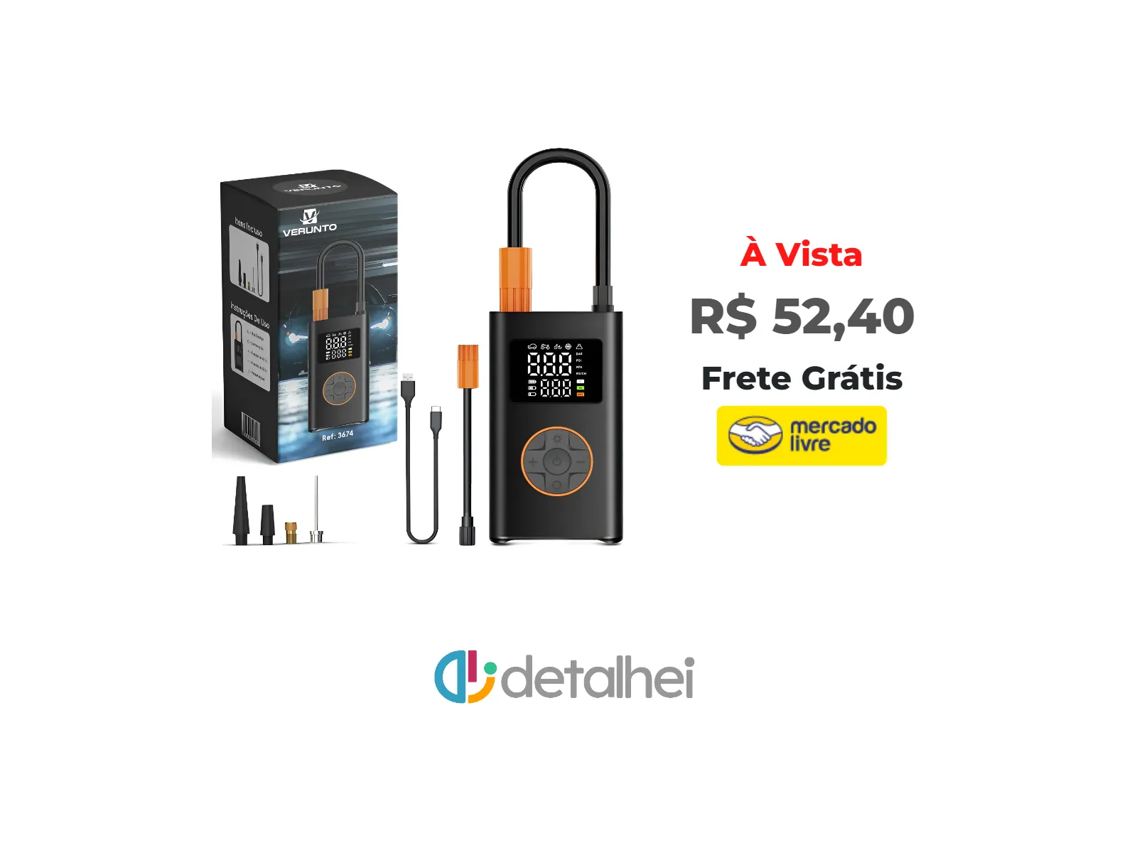 Foto do produto ❗Mini Compressor Verunto - Bomba De Ar Digital Portátil Sem Fio Calibrador De Pneus Para Carro Moto Bicicleta Bola<br/>#Mercado Livre: <a href="https://harpy.me/Ny_JMKgzquYP" target="_blank" rel="nofollow">https://harpy.me/Ny_JMKgzquYP</a>