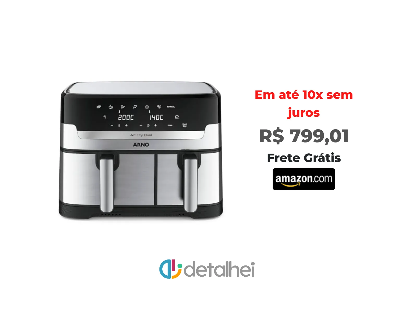 Foto do produto ❗Fritadeira Sem Óleo Air Fryer Arno Dual 8,3L AFD2, 1800W, Inox e Preta, Cestos Duplos Independentes, Função SYNC, Painel Digital, 220V<br/>#Amazon: <a href="https://harpy.me/4ujP_2miIMbF" target="_blank" rel="nofollow">https://harpy.me/4ujP_2miIMbF</a>