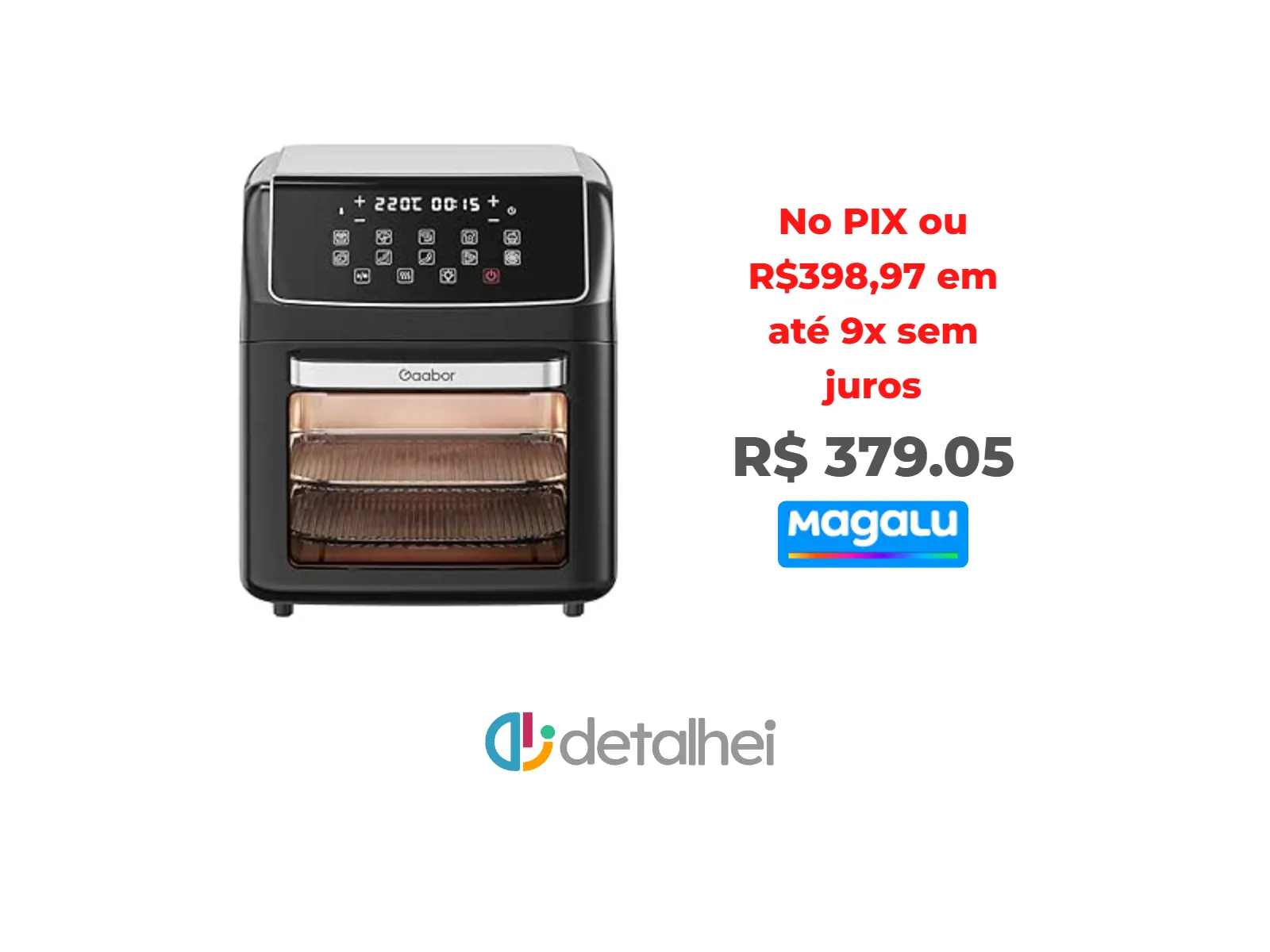 Foto do produto ❗Air Fryer Gaabor AF-120T01 Preto com Forno 12L<br/>#Magazine Luiza: <a href="https://harpy.me/AErr2sD_hZ1i" target="_blank" rel="nofollow">https://harpy.me/AErr2sD_hZ1i</a>