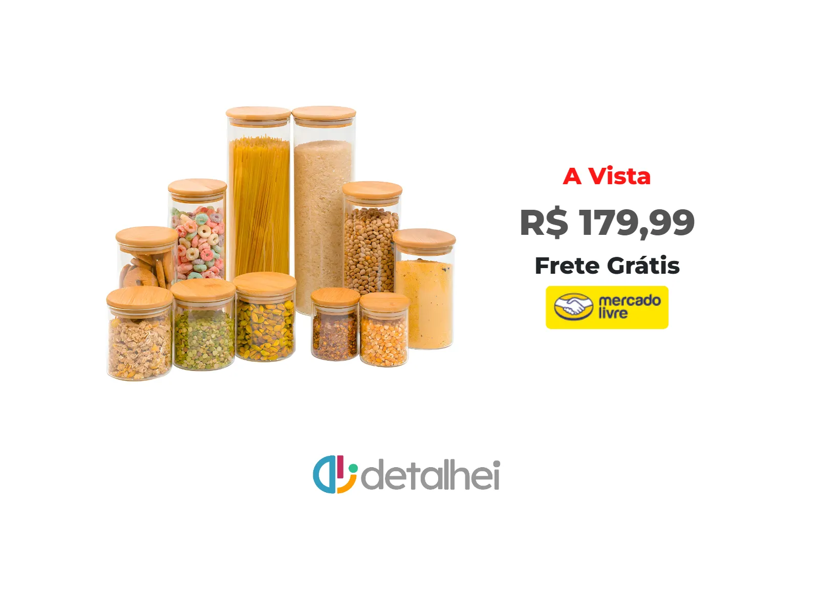 Foto do produto ❗Kit 11 Potes Vidro Tampa De Bambu Herméticos Redondos - Tüd Cor Marrom-claro<br/>#Mercado Livre: <a href="https://harpy.me/1Kbm3GCywFAF" target="_blank" rel="nofollow">https://harpy.me/1Kbm3GCywFAF</a>