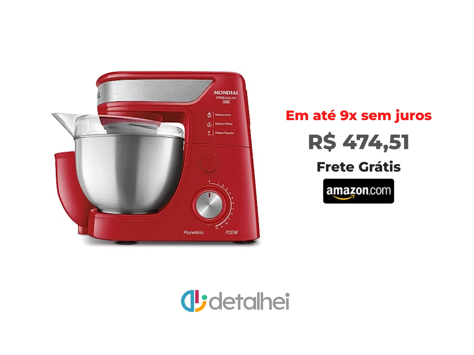 Foto do produto ❗Batedeira Planetária, Mondial, Vermelho/Inox, 700W, 220V - BP-02P-R-TI<br/>#Amazon: <a href="https://harpy.me/JXWozD88ArML" target="_blank" rel="nofollow">https://harpy.me/JXWozD88ArML</a>
