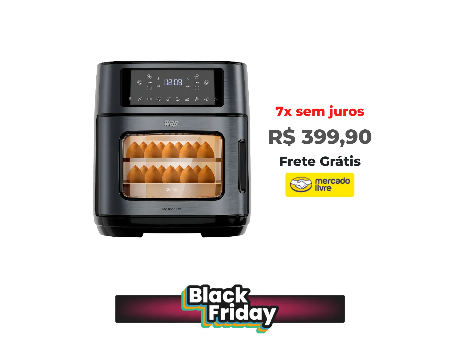 Foto do produto ❗Fritadeira Elétrica Air Fryer Oven Black INOX WAP WAOD2 12 Litros 4 em 1 Porta com Abertura Lateral e Removível 1800W<br/>#Mercado Livre: <a href="https://harpy.me/RSCwg81WJMJ4" target="_blank" rel="nofollow">https://harpy.me/RSCwg81WJMJ4</a>
