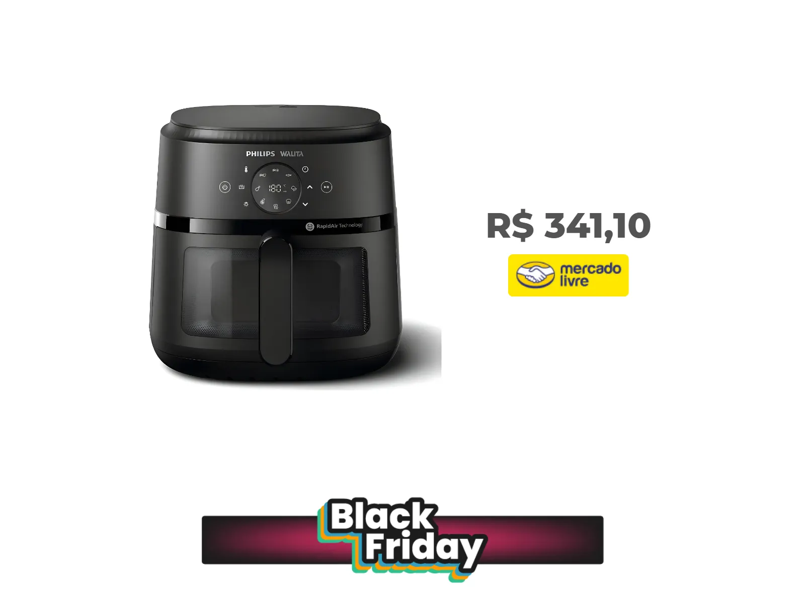 Foto do produto ❗Air Fryer Philips Walita Digital Série 2000 XL Preta 1700W - NA230<br/>#Mercado Livre: <a href="https://harpy.me/zhJdpR9Fmi1F" target="_blank" rel="nofollow">https://harpy.me/zhJdpR9Fmi1F</a>