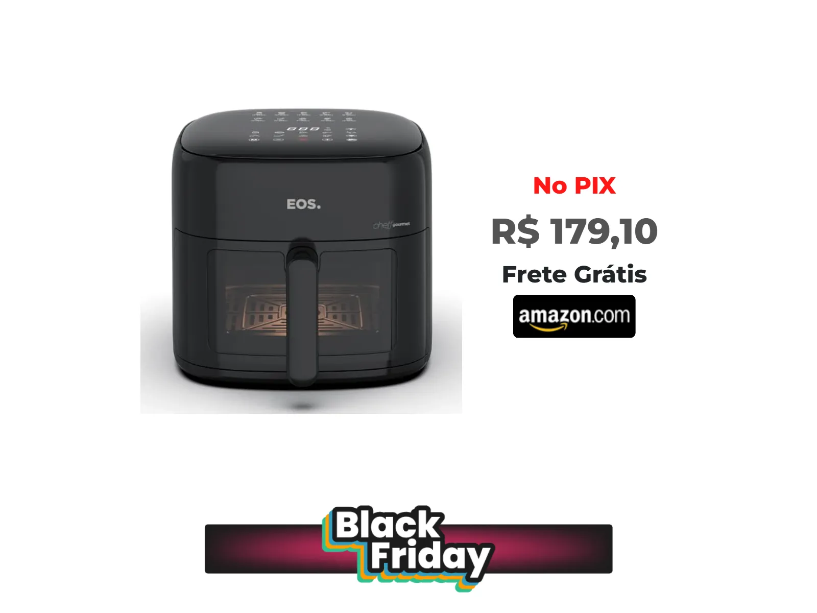 Foto do produto ❗Fritadeira Sem Óleo Air Fryer Eos Chef Gourmet 6.2 Litros Compacta Digital Preto Eaf60p 110v<br/>#Amazon: <a href="https://harpy.me/RSwen7rBy-sX" target="_blank" rel="nofollow">https://harpy.me/RSwen7rBy-sX</a>