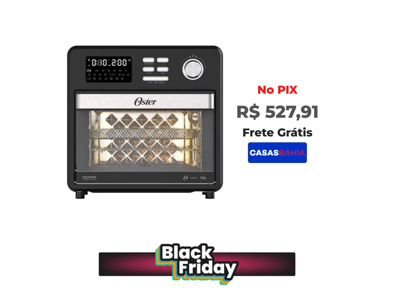 Foto do produto ❗Forno e Fryer 15L Oster Multifunções Compact 10 em 1 - Forno Elétrico com Air Fryer<br/>#Casas Bahia: <a href="https://harpy.me/ySqSLYUN0iHm" target="_blank" rel="nofollow">https://harpy.me/ySqSLYUN0iHm</a>