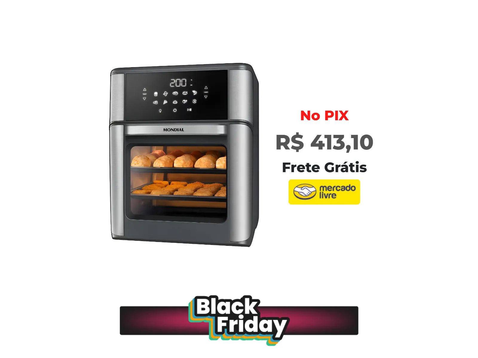 Foto do produto ❗Air Fryer Forno 12l Afon-12l-gi 2000w Digital Mondial - Preto E Inox<br/>#Mercado Livre: <a href="https://harpy.me/_JFWFzgLLF0x" target="_blank" rel="nofollow">https://harpy.me/_JFWFzgLLF0x</a>