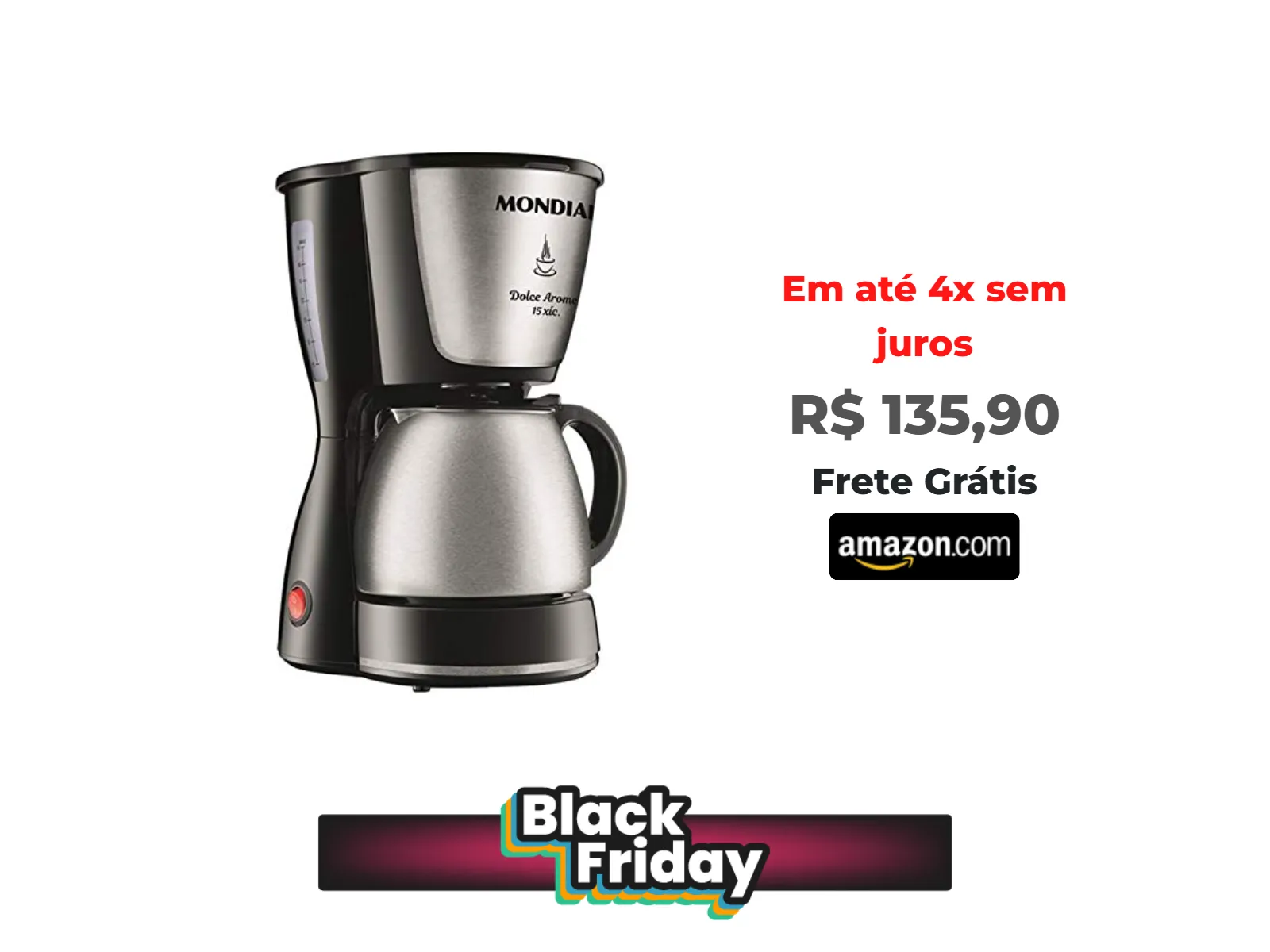 Foto do produto ❗MONDIAL Cafeteira Elétrica Dolce Arome, Preto/Inox, 550W, 110V - C-34 JI 15X<br/>#Amazon: <a href="https://harpy.me/E83G_MlwPJFJ" target="_blank" rel="nofollow">https://harpy.me/E83G_MlwPJFJ</a>
