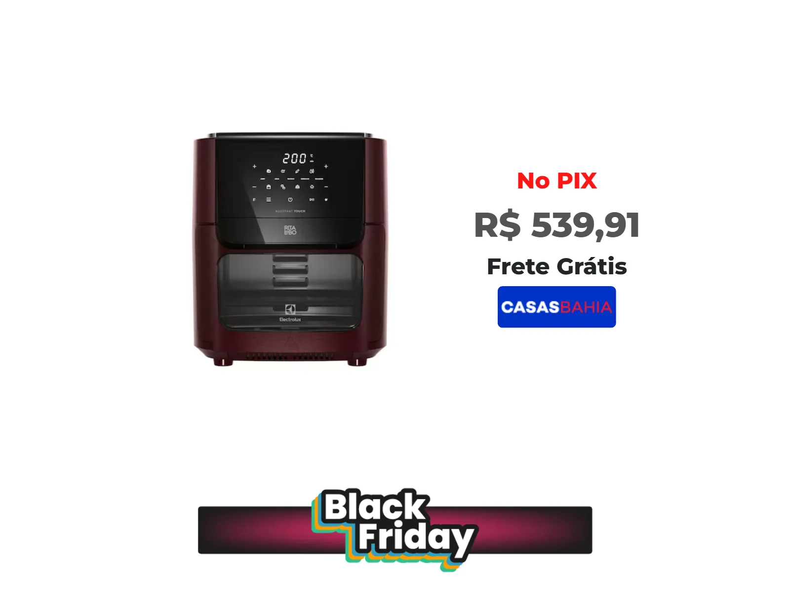 Foto do produto ❗Air Fryer Oven Electrolux por Rita Lobo 12L Digital Vermelha Escura Experience 1700W (EAF86) - 110V<br/>#Casas Bahia: <a href="https://harpy.me/Fxj17RW0Wv1r" target="_blank" rel="nofollow">https://harpy.me/Fxj17RW0Wv1r</a>