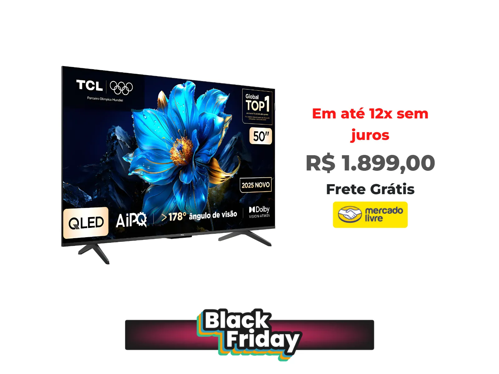 Foto do produto ❗Smart TV TCL 50 Polegadas QLED 4K P7K WiFi Bluetooth Google TV HDR10+ Dolby Atmos Dolby Vision 50P7K<br/>#Mercado Livre: <a href="https://harpy.me/sc8s-dGAvFsc" target="_blank" rel="nofollow">https://harpy.me/sc8s-dGAvFsc</a>