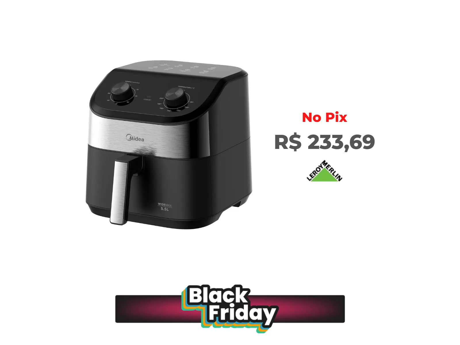 Foto do produto ❗Fritadeira Air Fryer 5 5l Widemax Preto E Inox Midea Fwm55p1 - 127v<br/>#Leroy Merlin: <a href="https://harpy.me/kUAK-UPGAtk3" target="_blank" rel="nofollow">https://harpy.me/kUAK-UPGAtk3</a>