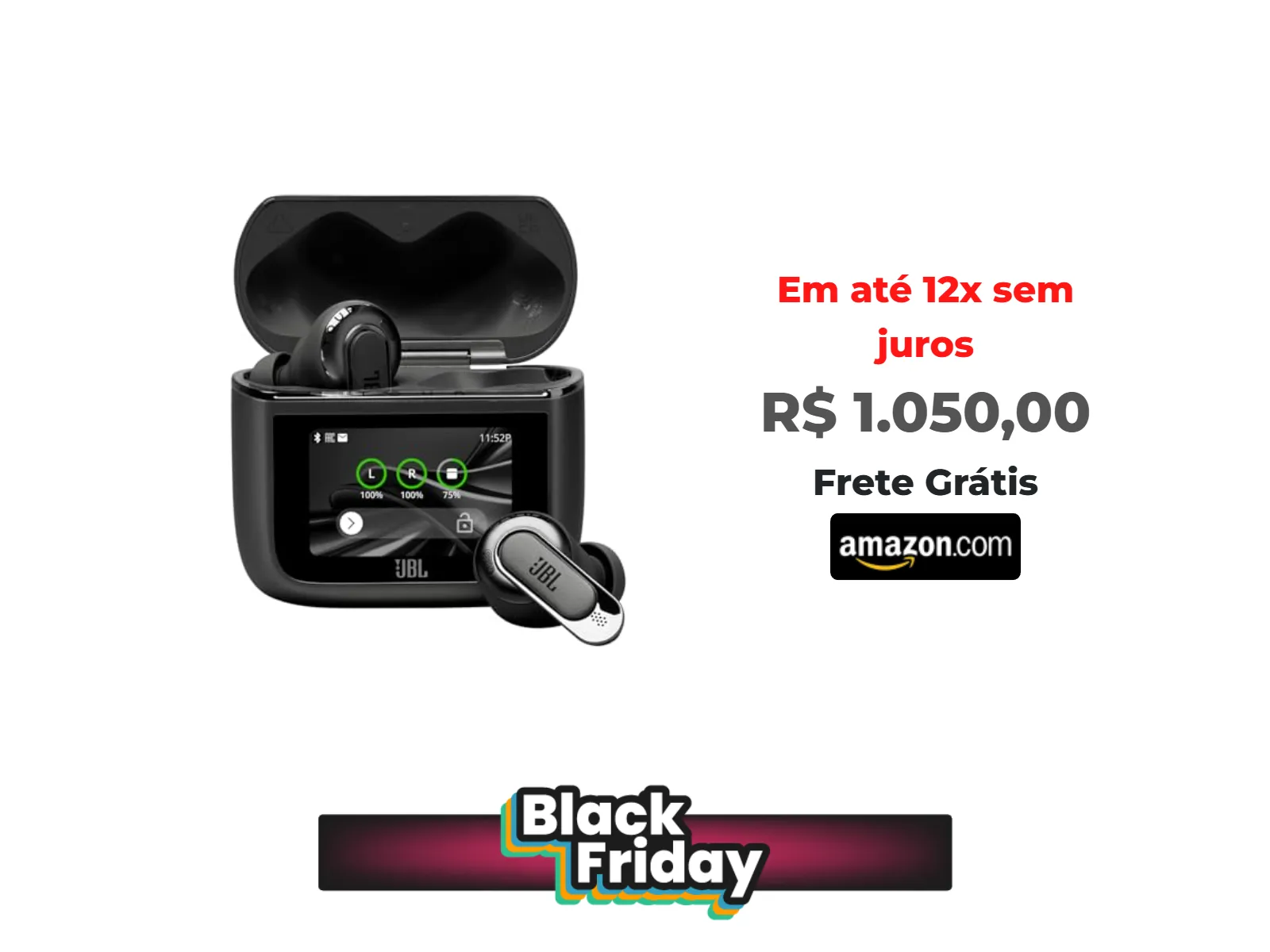 Foto do produto ❗Fone de Ouvido Bluetooth, JBL, Tour Pro 3, Sem Fio, Com Tela de 1,57", Com Cancelamento de Ruído - Preto<br/>#Amazon: <a href="https://harpy.me/BaDeJr2imS83" target="_blank" rel="nofollow">https://harpy.me/BaDeJr2imS83</a>