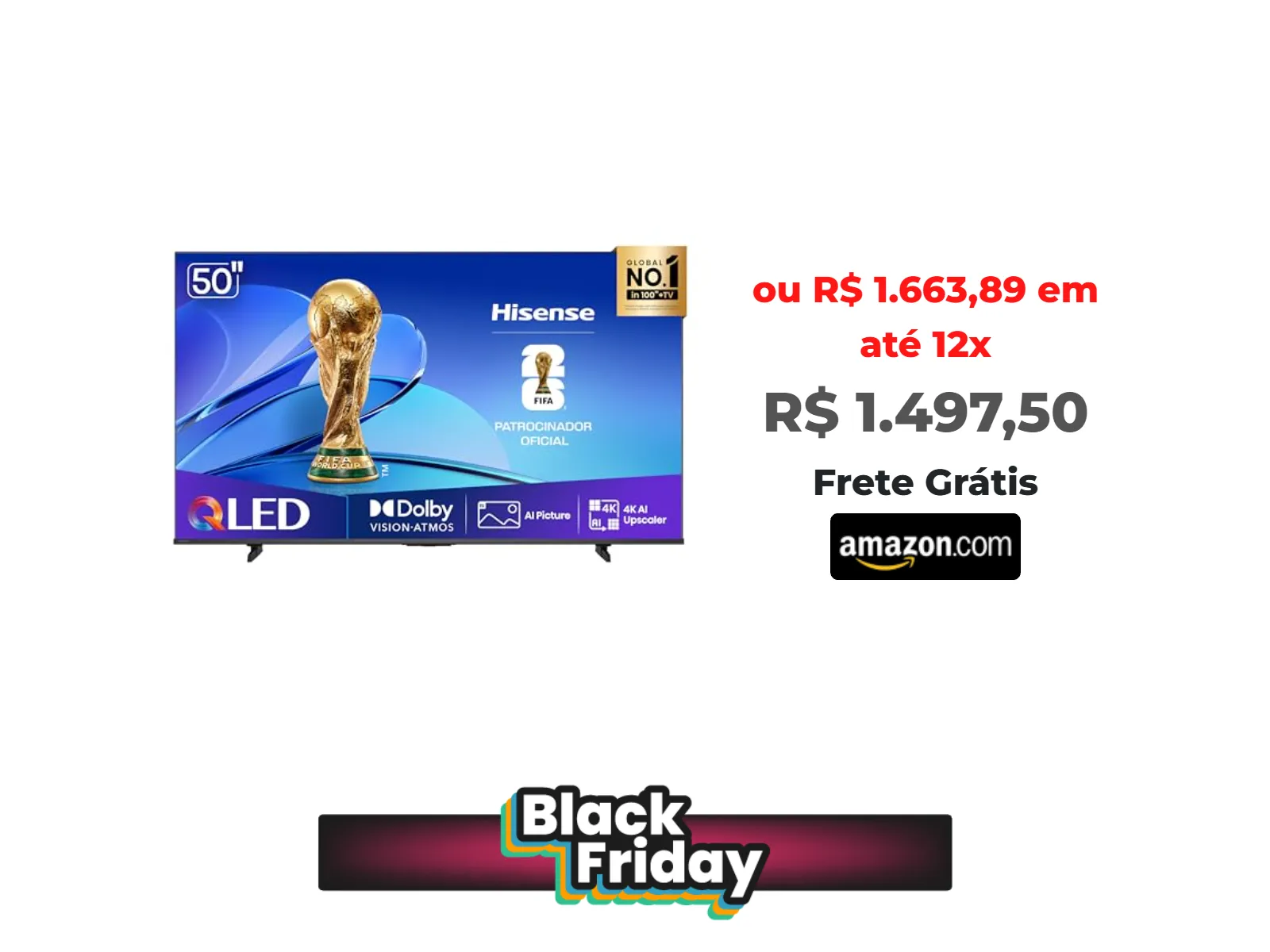 Foto do produto ❗Hisense Smart TV UHD 4K QLED 50" Polegadas 50Q6QV com HDR10+, Dolby Atmos, Sports Mode, Game Mode Plus e Compatível com Alexa<br/>#Amazon: <a href="https://harpy.me/tZNQ9tyHe-dK" target="_blank" rel="nofollow">https://harpy.me/tZNQ9tyHe-dK</a>