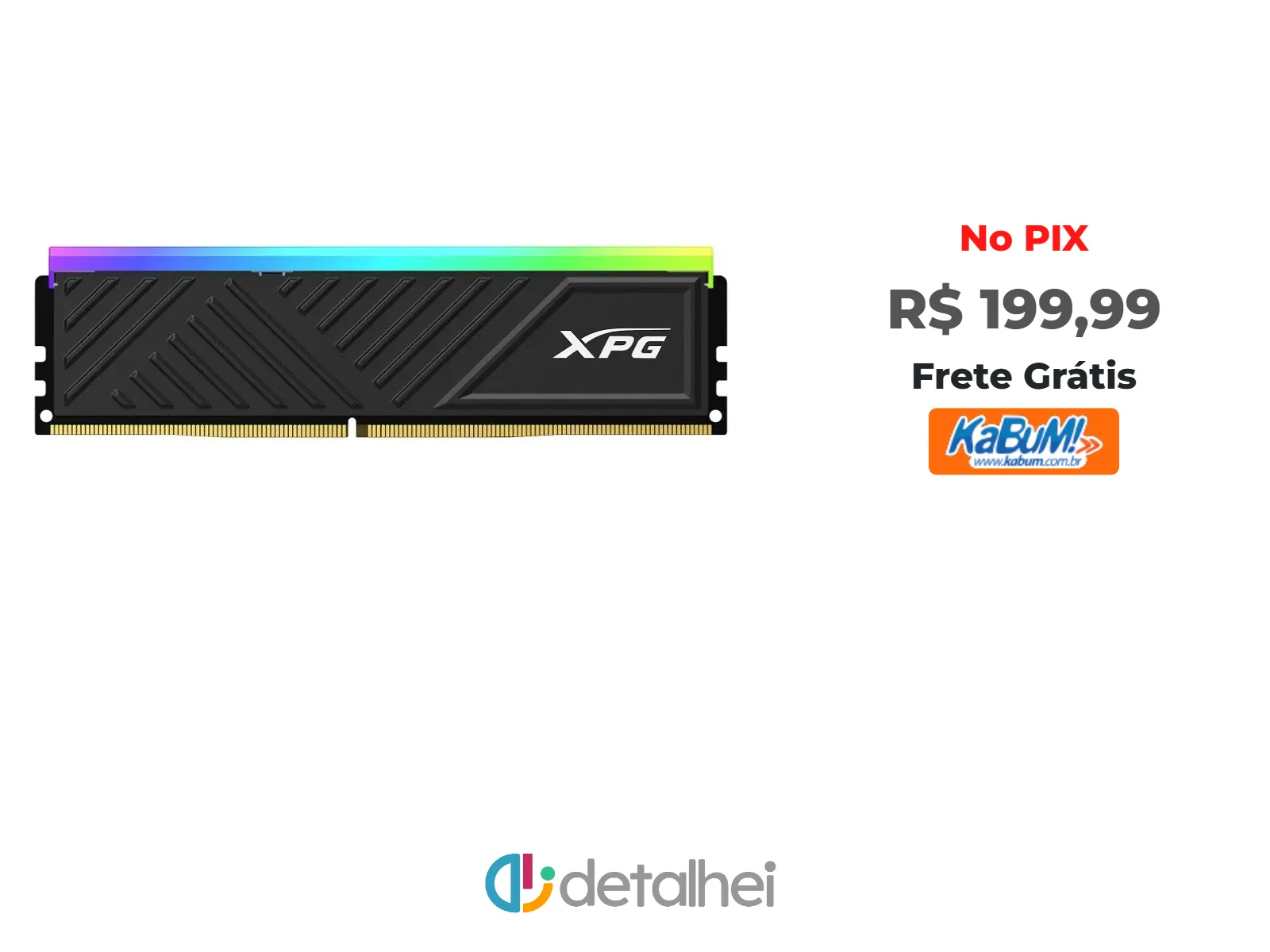 Foto do produto ❗Memória XPG Spectrix D35G, 8GB, RGB, DDR4, 3200 Mhz, CL16, Preto - AX4U32008G16A-SBKD35G<br/>#Kabum: <a href="https://harpy.me/AF318BGi1mIX" target="_blank" rel="nofollow">https://harpy.me/AF318BGi1mIX</a>