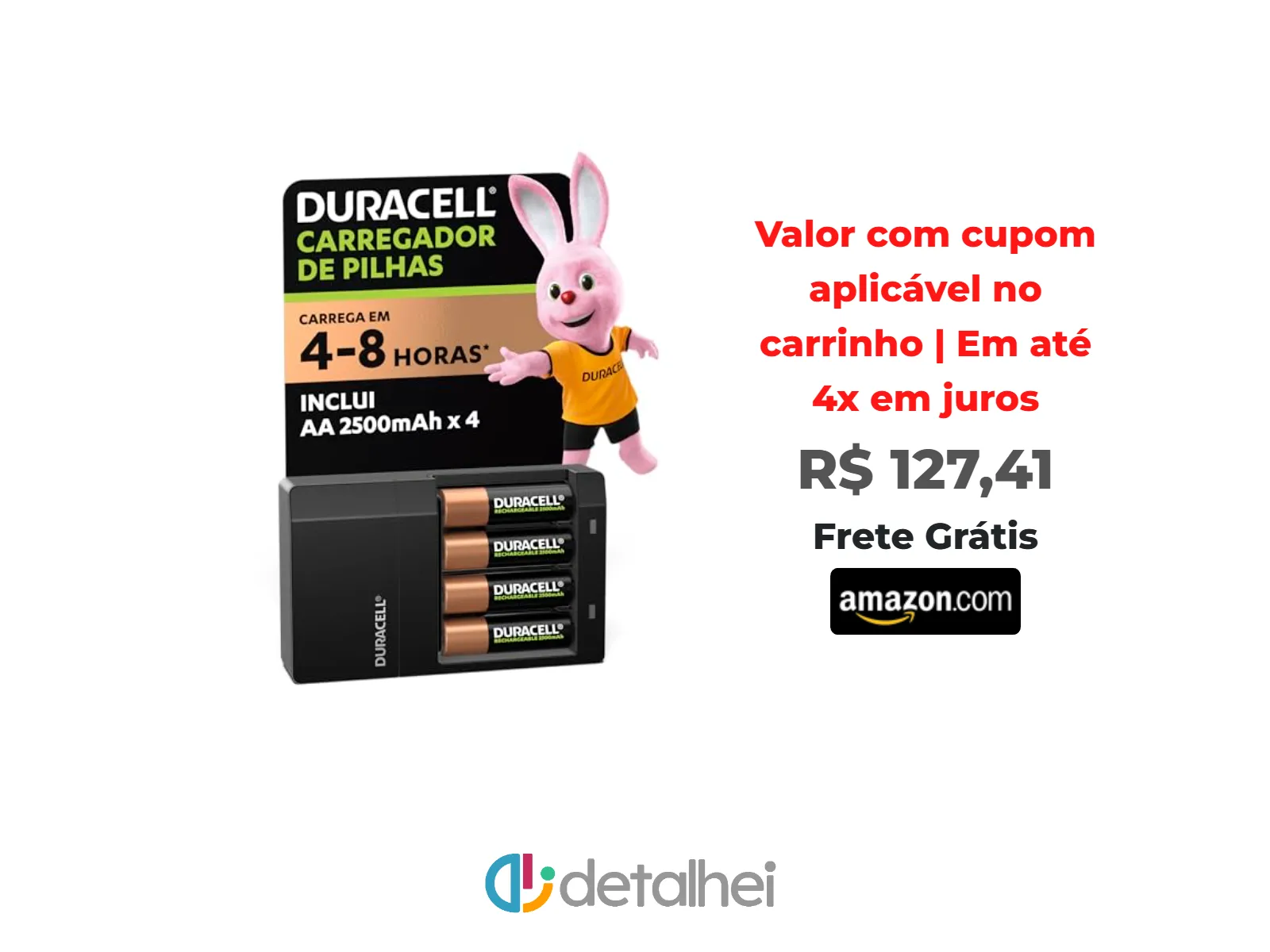 Foto do produto ❗Duracell Carregador de Pilhas Recarregáveis AA e AAA Com 4 Pilhas AA Inclusas – Bivolt<br/>#Amazon: <a href="https://harpy.me/qEYx3uYa5KDM" target="_blank" rel="nofollow">https://harpy.me/qEYx3uYa5KDM</a>