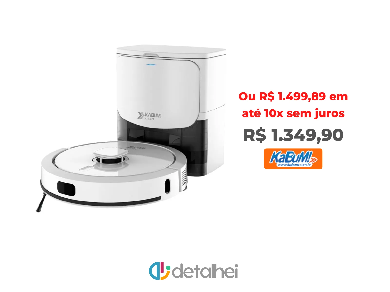 Foto do produto ❗Robô Aspirador e Passa Pano KABUM! smart 900 - 5 Modos de Limpeza, Base 2 em 1, Mapeamento 3D - 127v - Branco - KBSF011<br/>#Kabum: <a href="https://harpy.me/rXm3kWqgFZtp" target="_blank" rel="nofollow">https://harpy.me/rXm3kWqgFZtp</a>